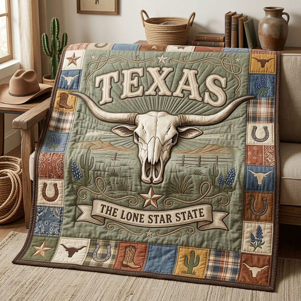 Texas Longhorn Quilted Blanket GFTOPND940