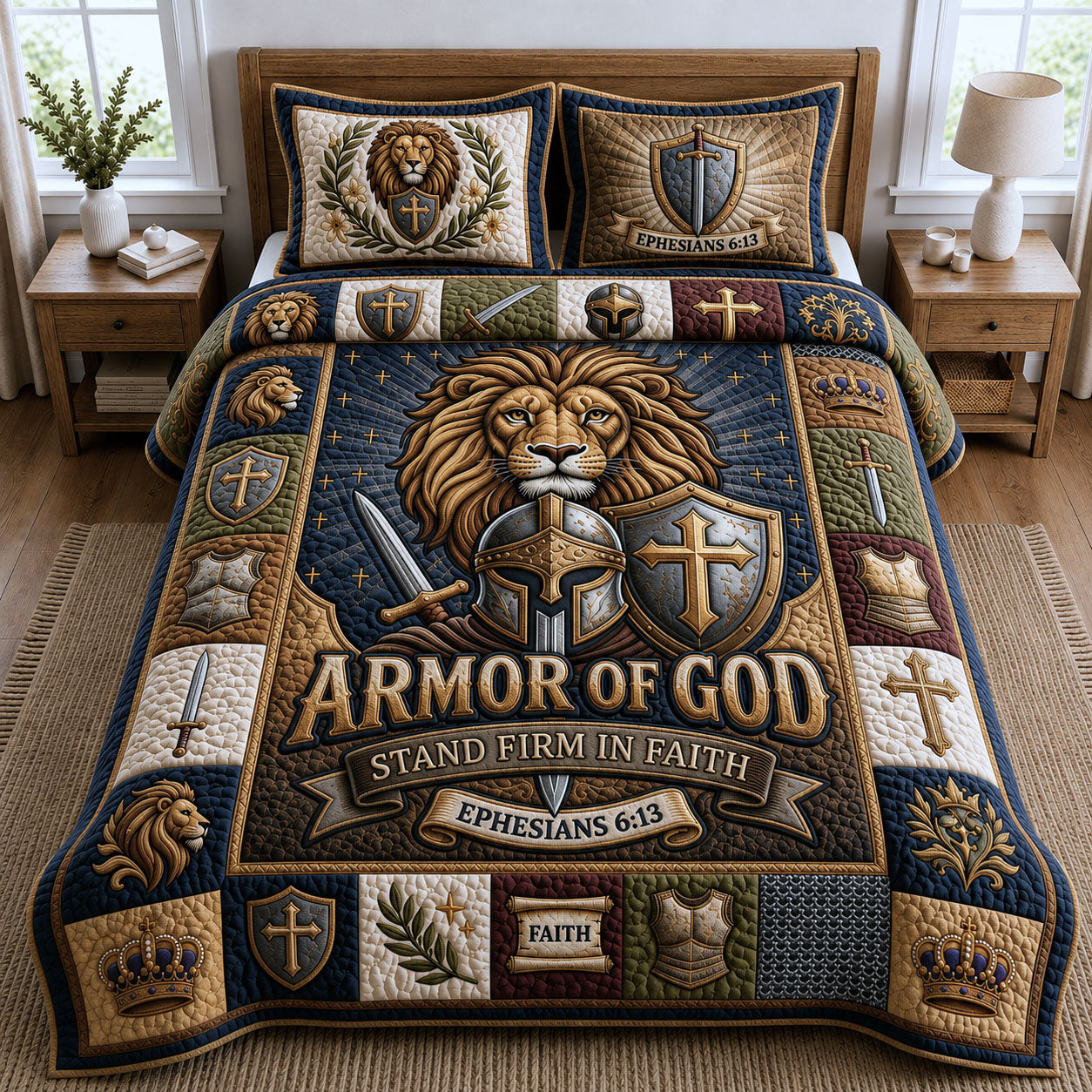 Chritian Faith 3-Piece Quilted Bedding Set GFTOPND947