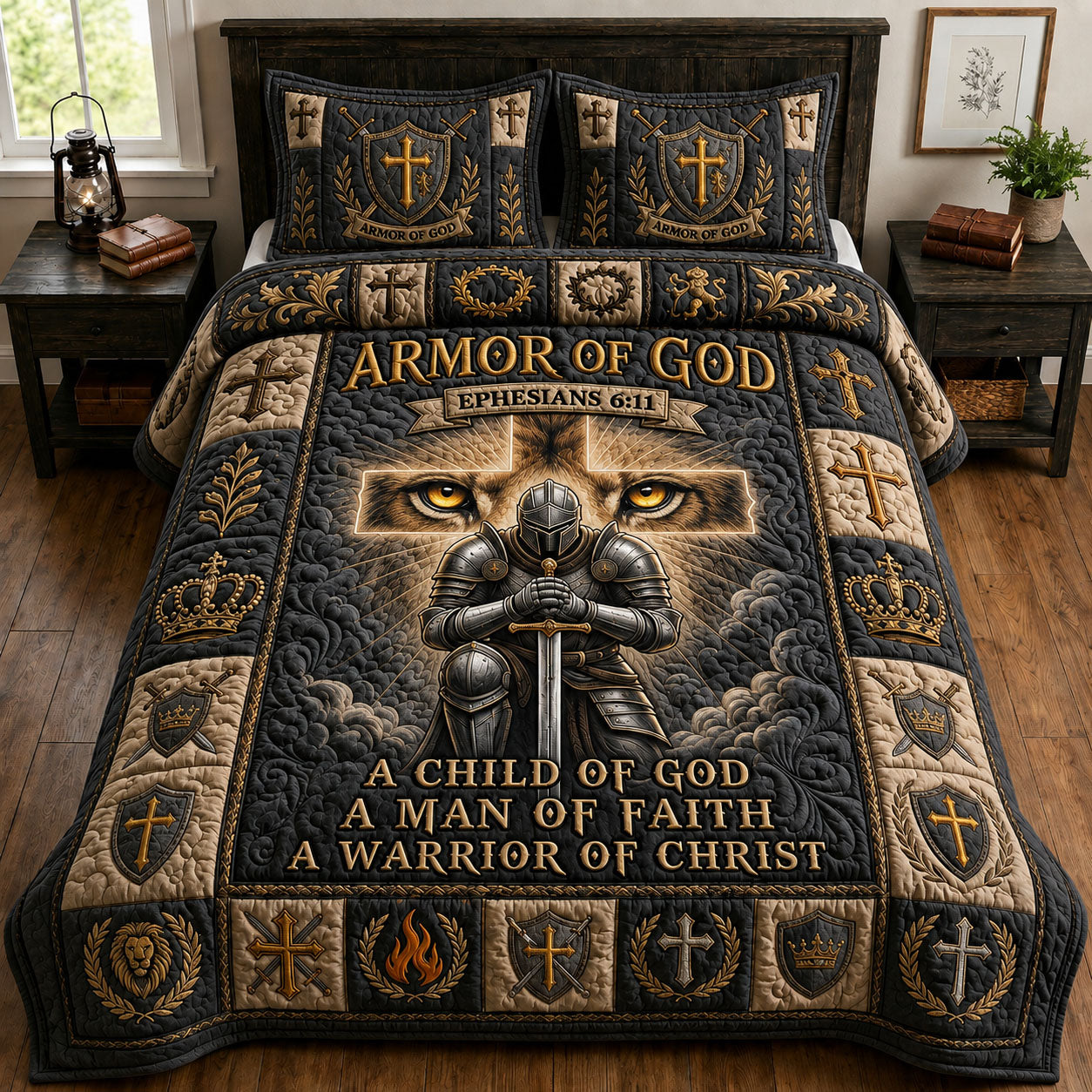 Armor Of God 3-Piece Quilted Bedding Set GFTOPND948