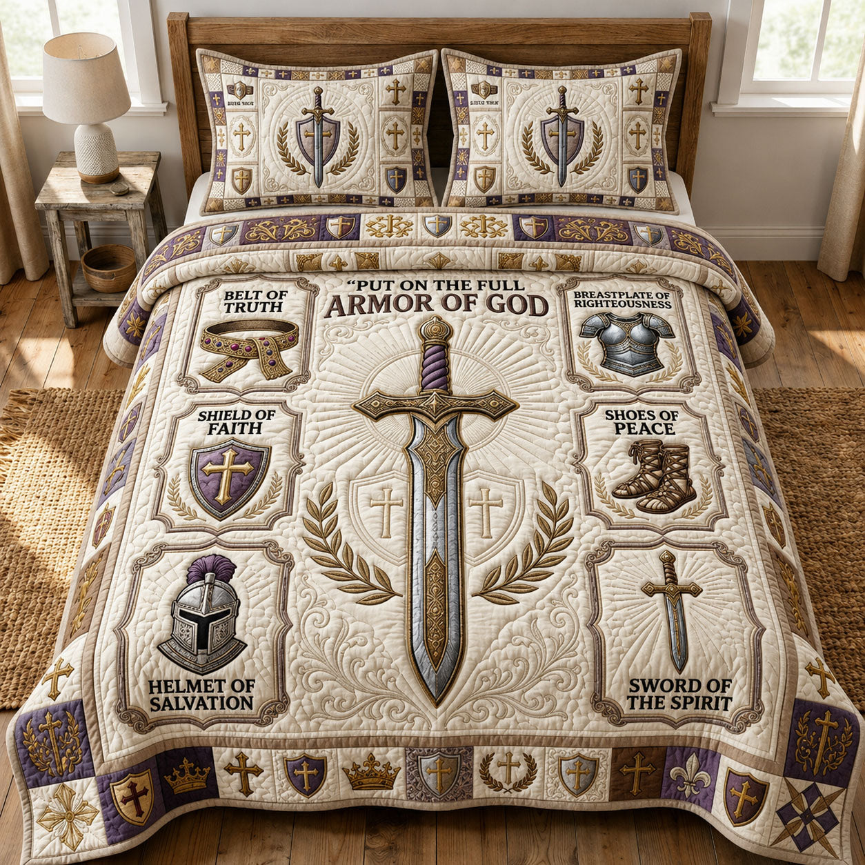 Chritian Faith 3-Piece Quilted Bedding Set GFTOPND951