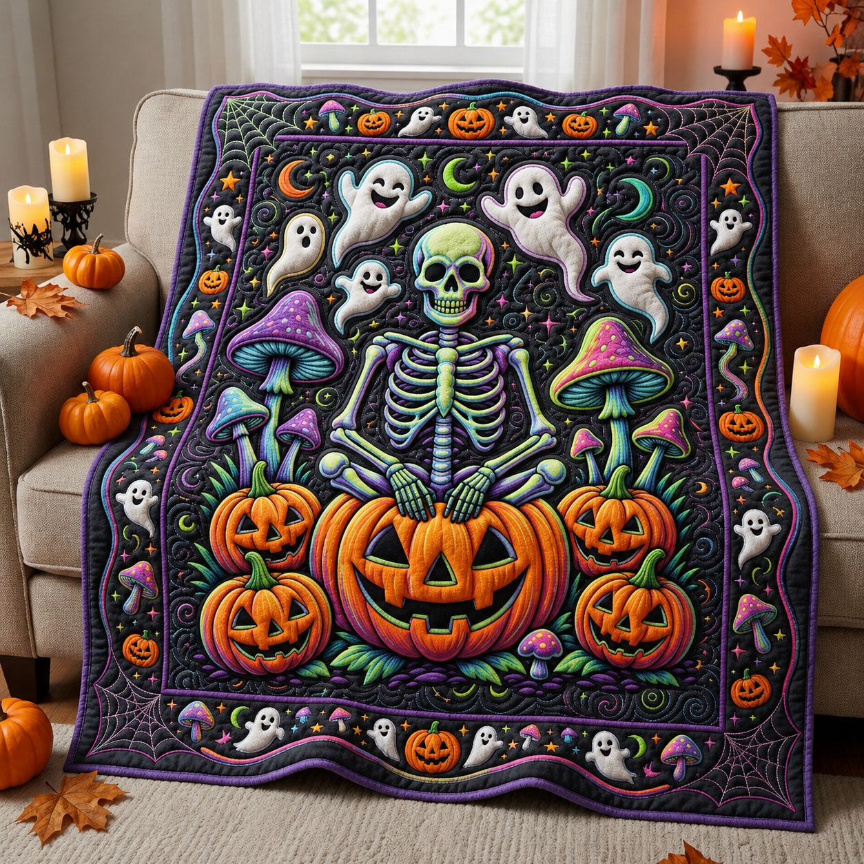Halloween Skeleton Quilted Blanket GFTOPND960