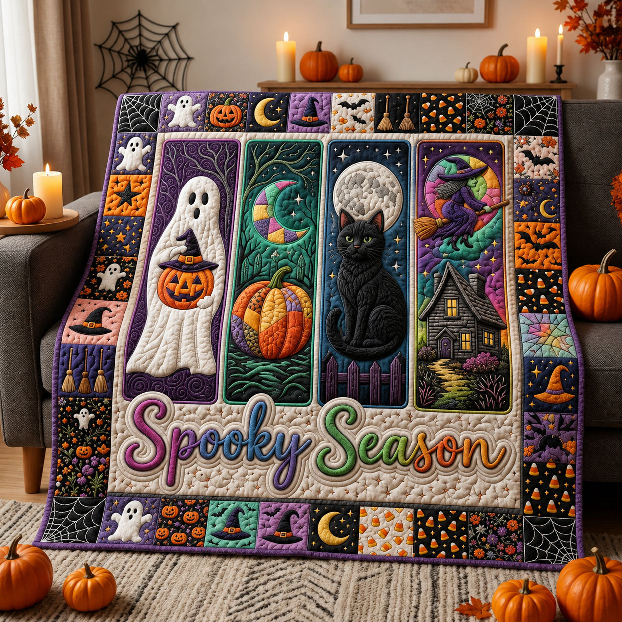 Halloween Neon Quilted Blanket GFTOPND961