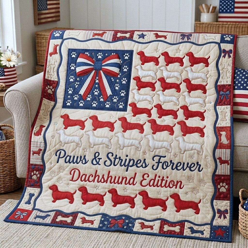 Patriotic Dachshund Quilted Blanket GFTOPND986