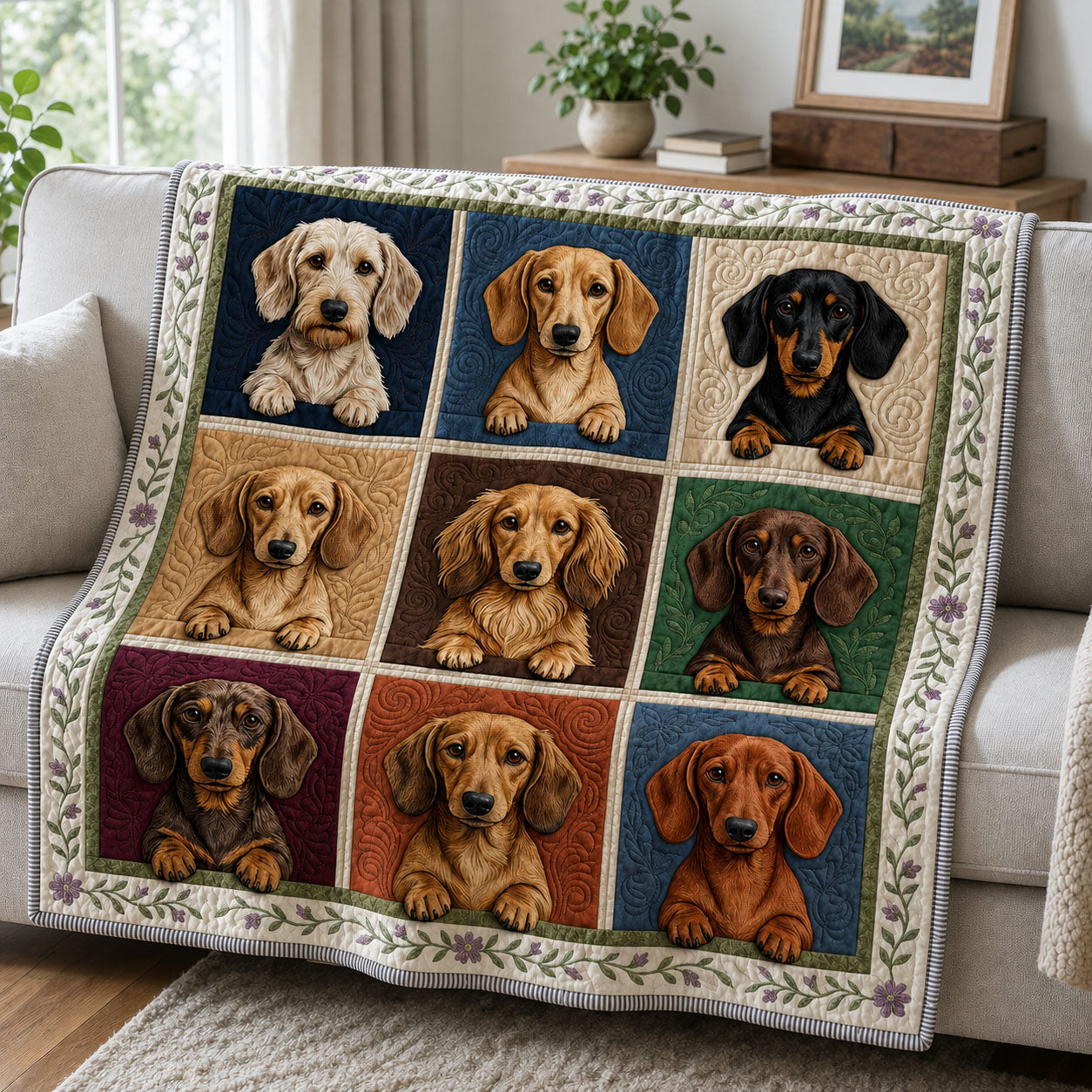 Dachshund Lover Quilted Blanket GFTOPND995