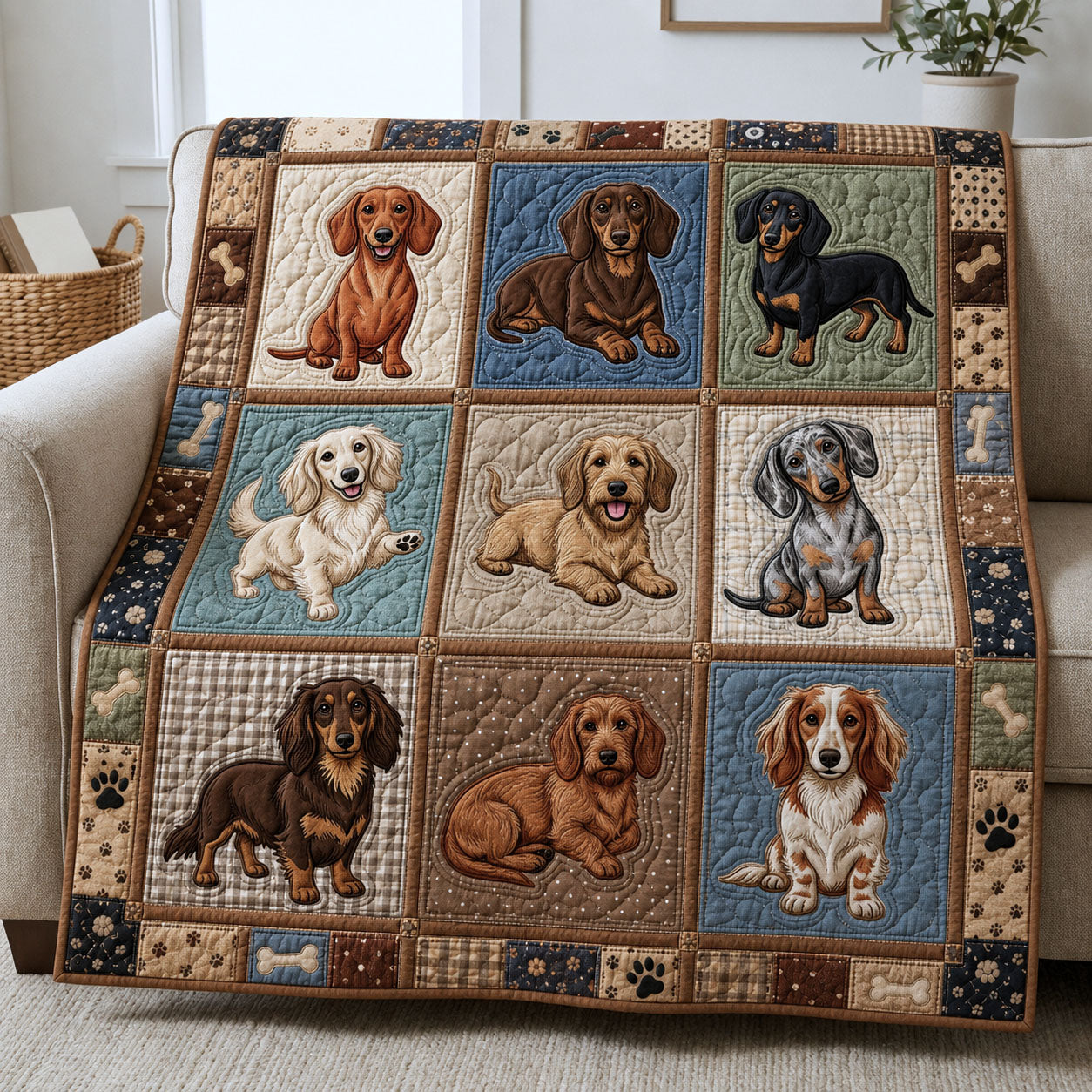 Dachshund Lover Quilted Blanket GFTOPND996