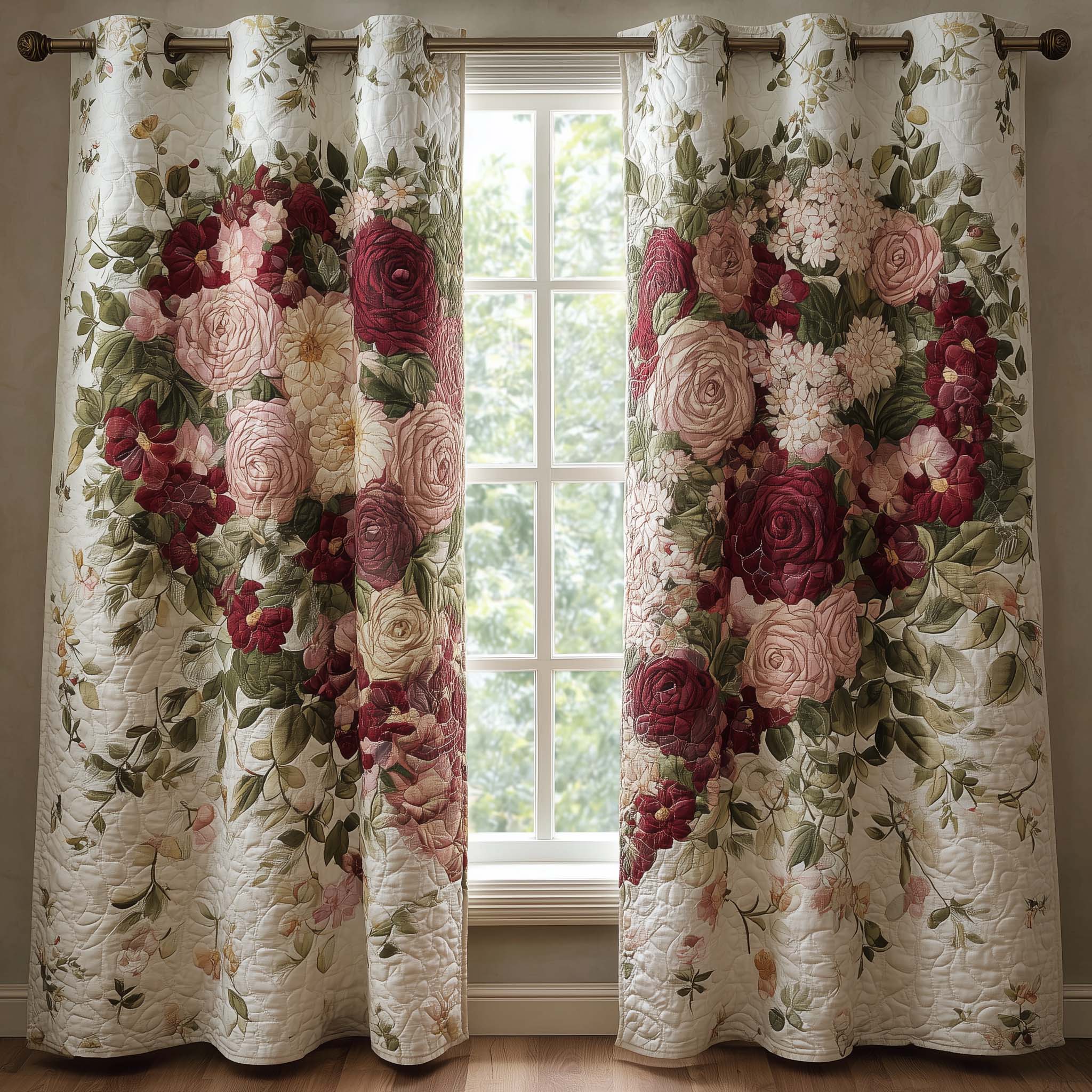 Rose Heart Quilted Curtains GFTOQA1435