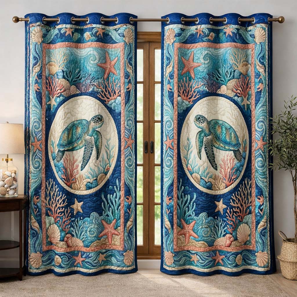 Turtle Serenity Quilted Curtains GFTOQA1674