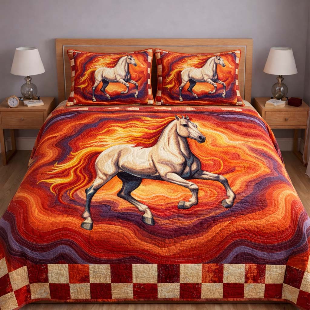 Horse Spirit 3-Piece Quilted Bedding Set GFTOQA1883