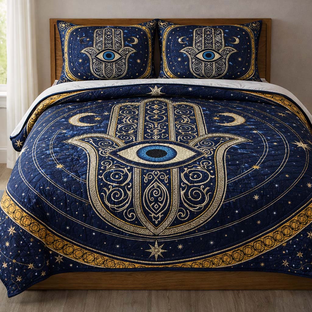 Celestial Palm 3-Piece Quilted Bedding Set GFTOQA1943