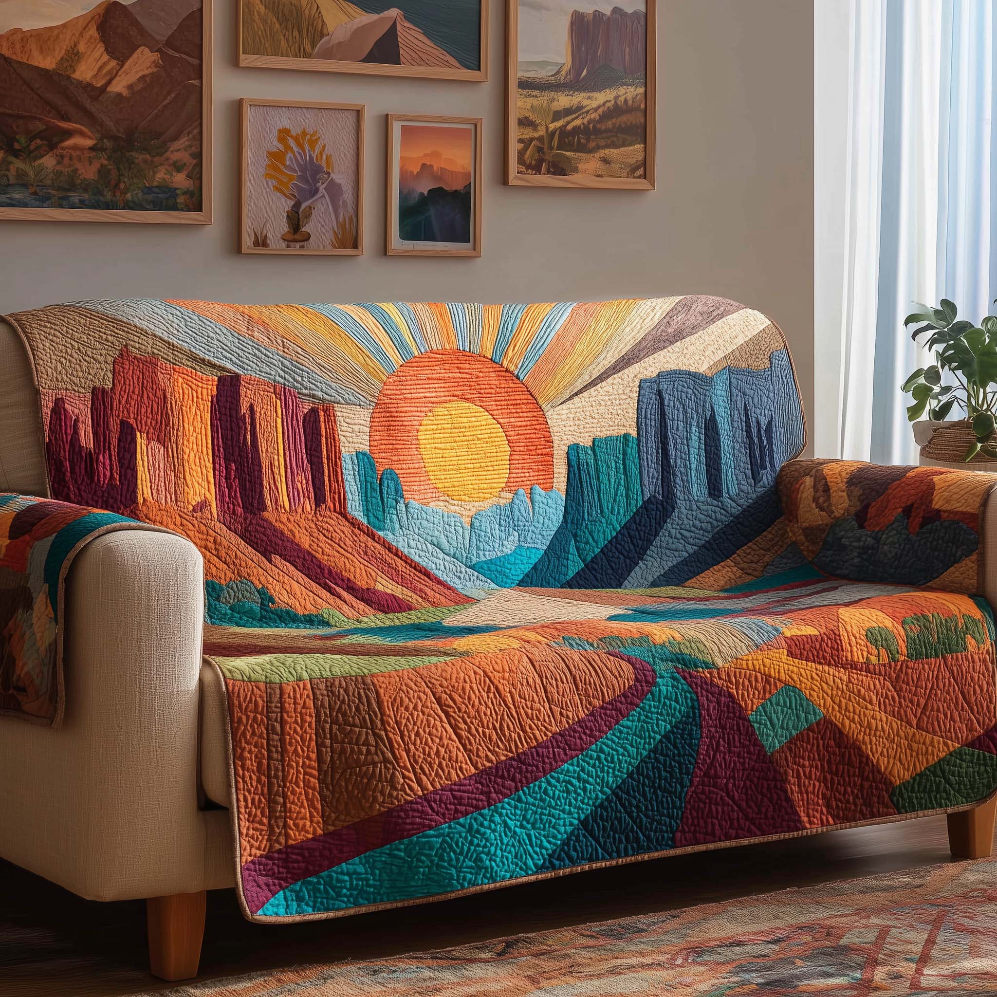Sunset Canyon Quilted Sofa Cover GFTOQM1522