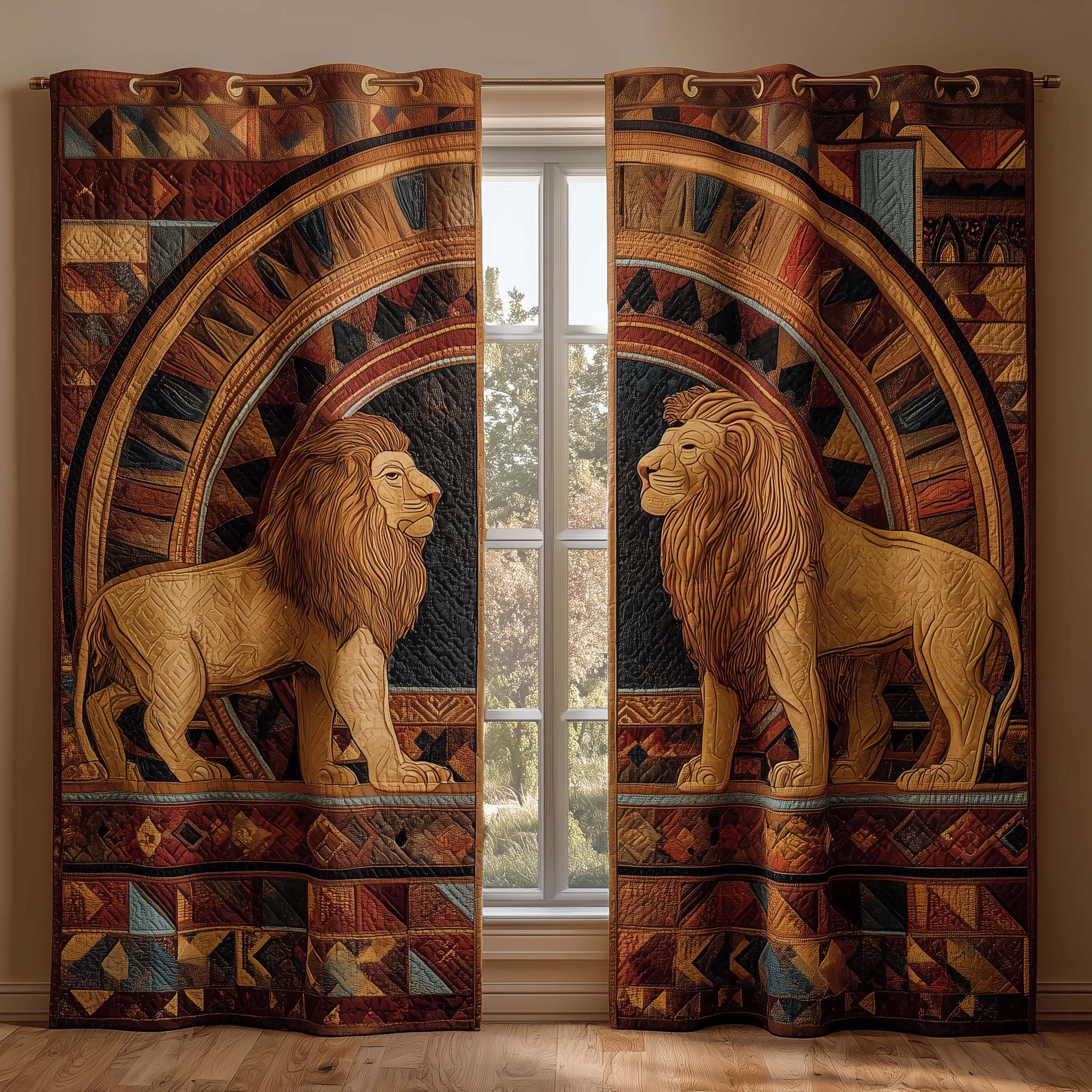 Royal Lions Quilted Curtains GFTOQM1732