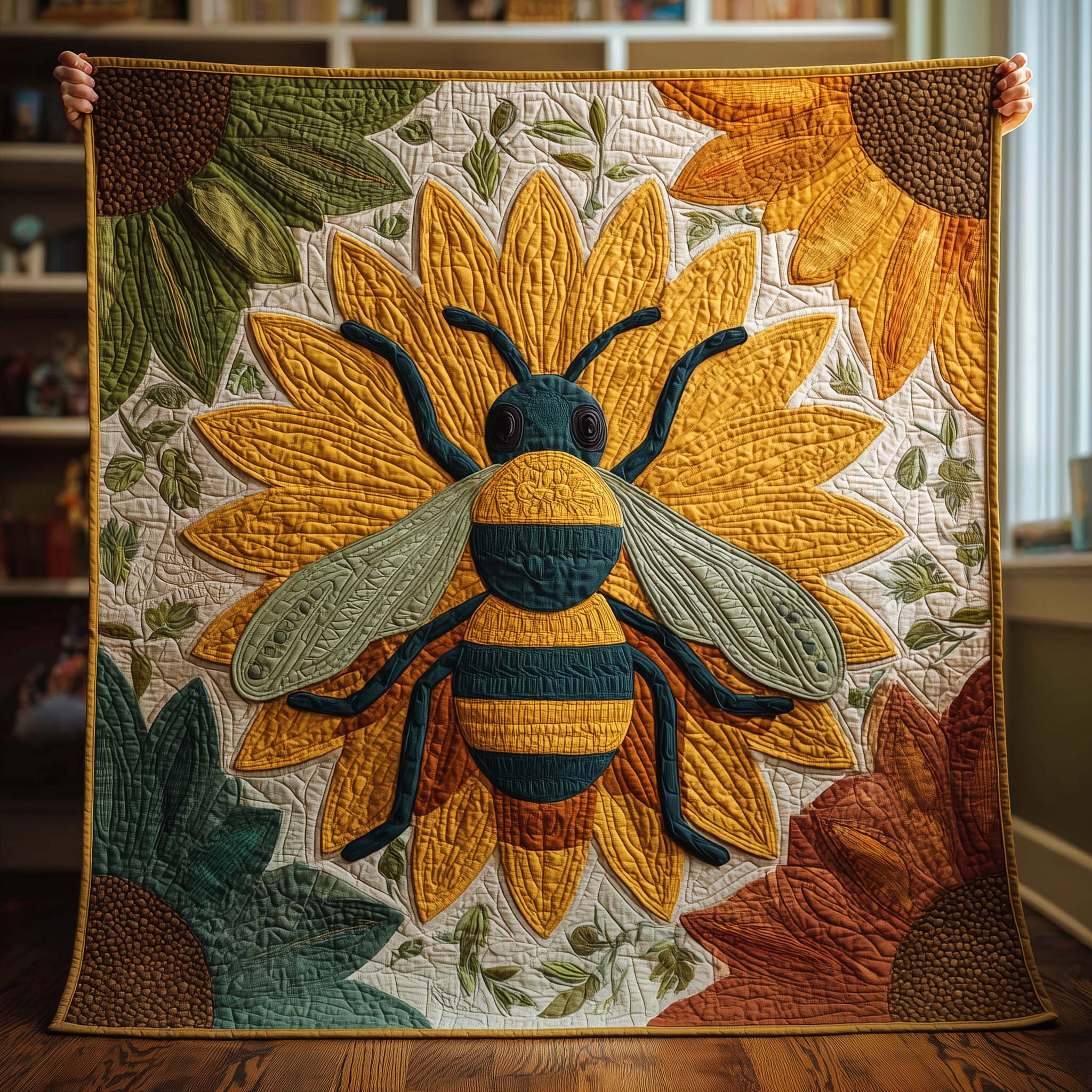 Sunflower Bee Quilted Blanket GFTOQM1738