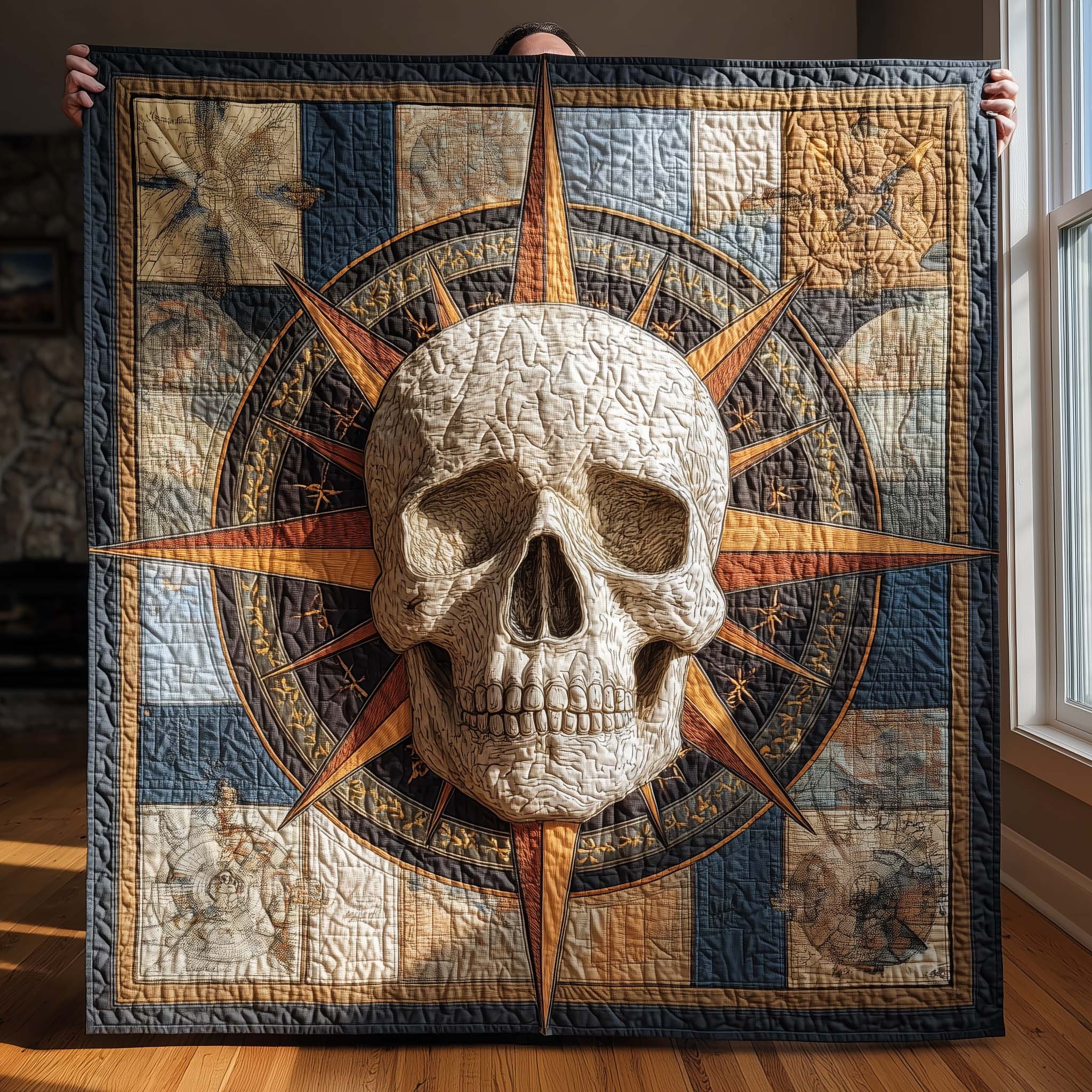 Compass Skull Quilted Blanket GFTOQM1842