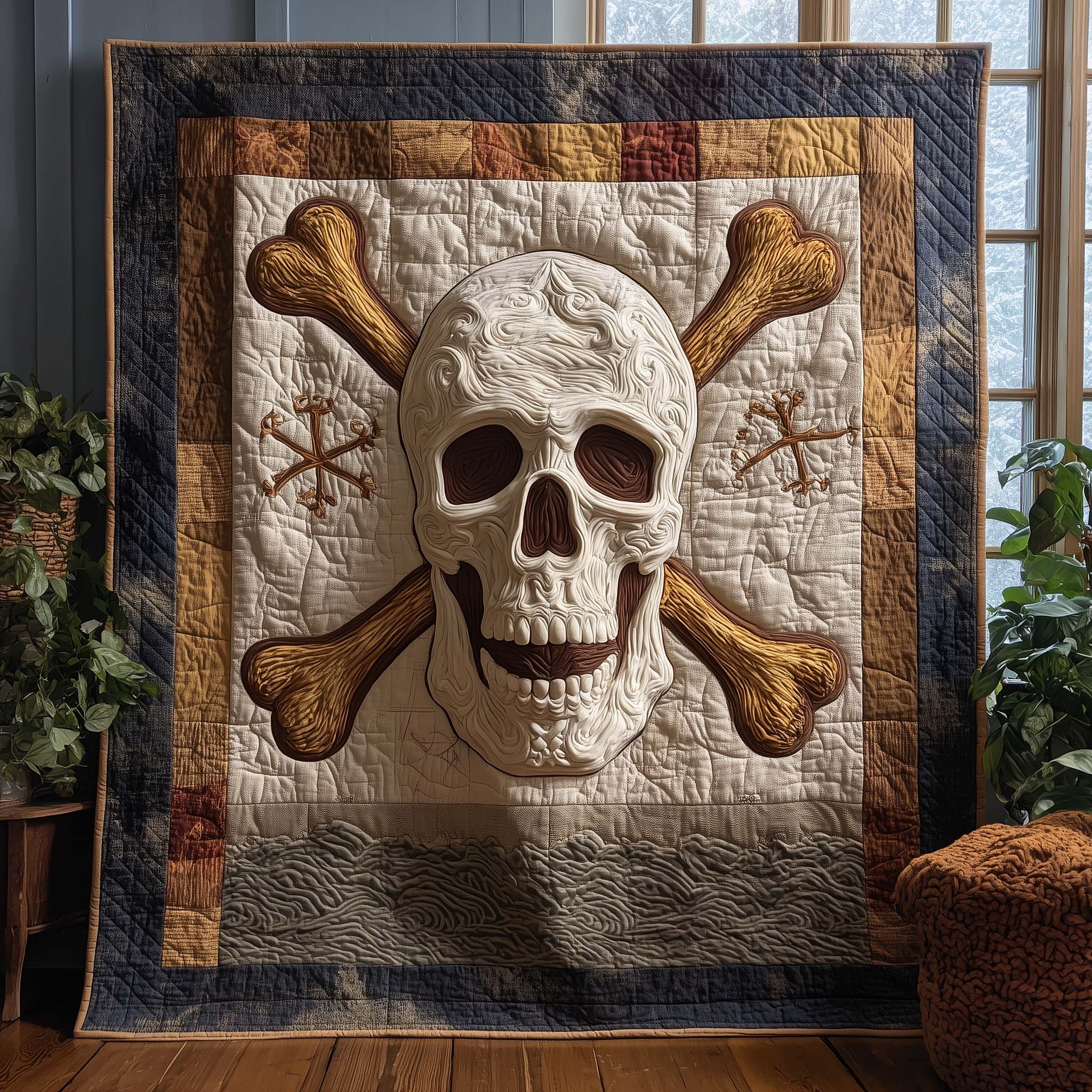Crossed Skull Quilted Blanket GFTOQM1847