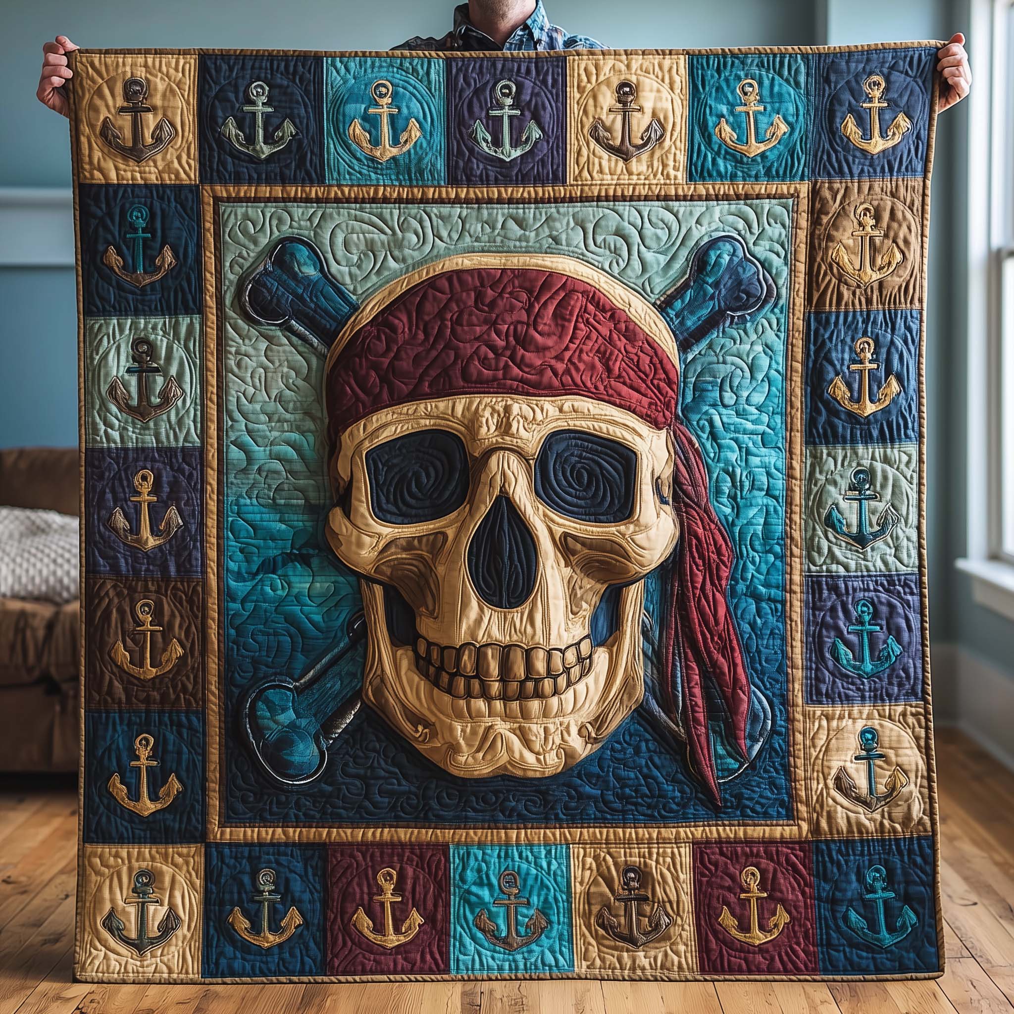 Anchor Skull Quilted Blanket GFTOQM1848