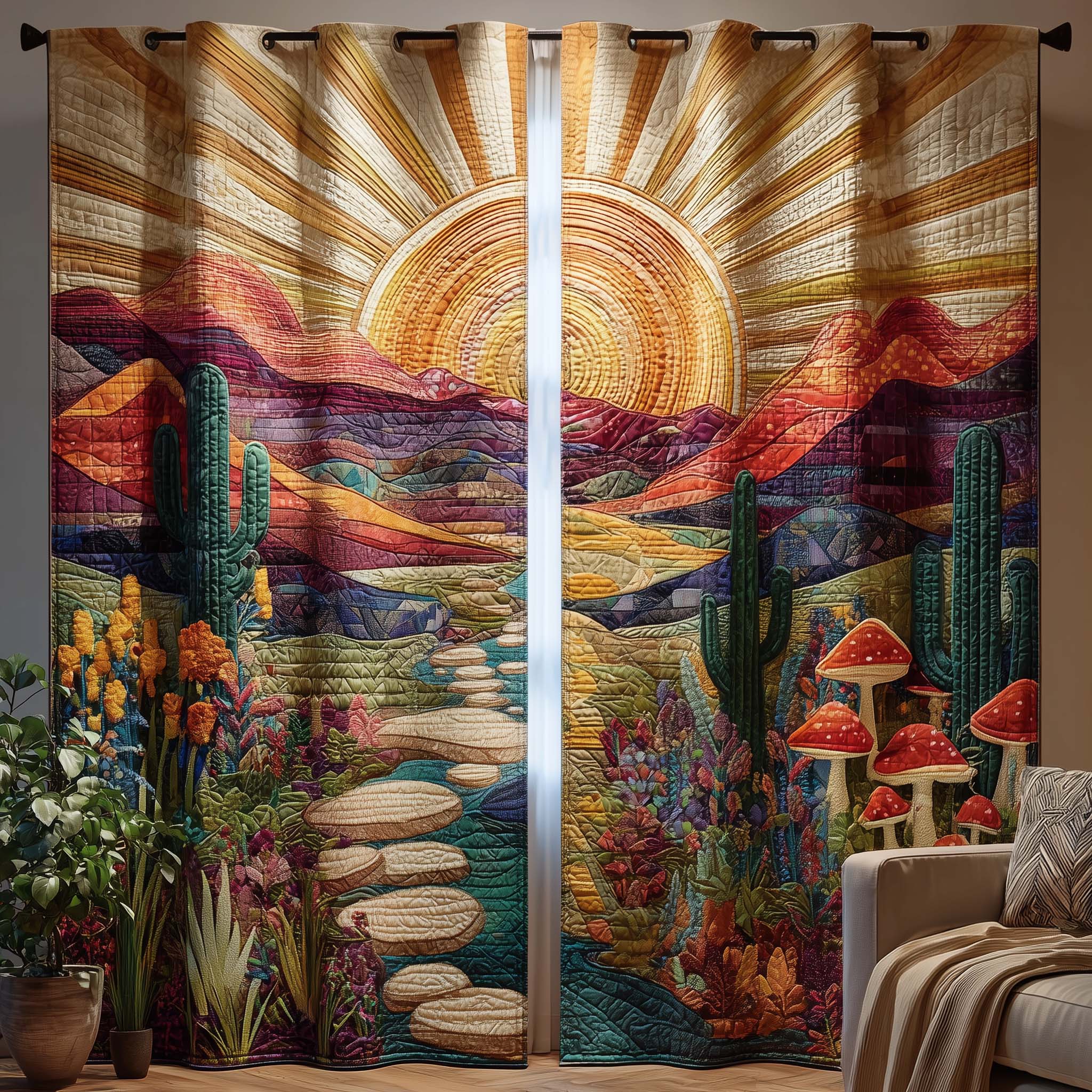 Sunlit Valley Quilted Curtains GFTOQM2061