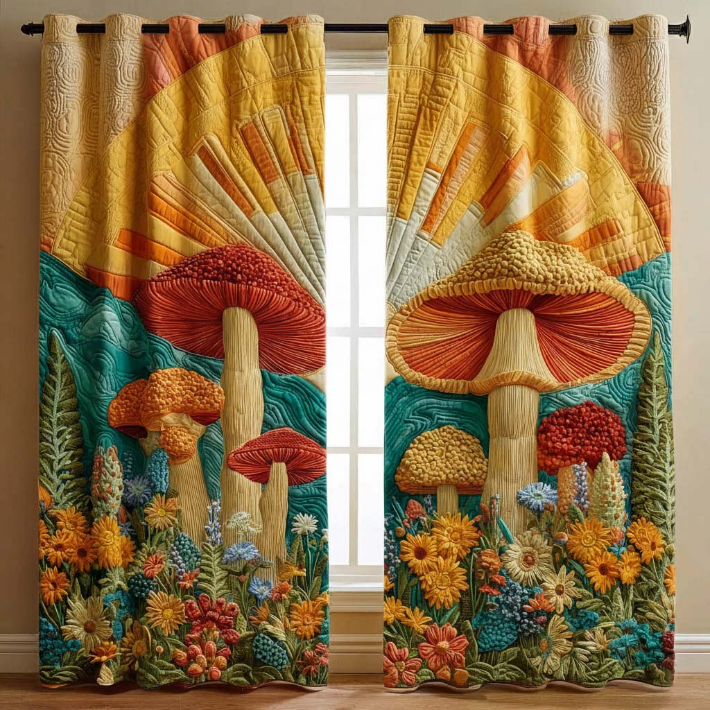 Blooming Shrooms Quilted Curtains GFTOQM2062