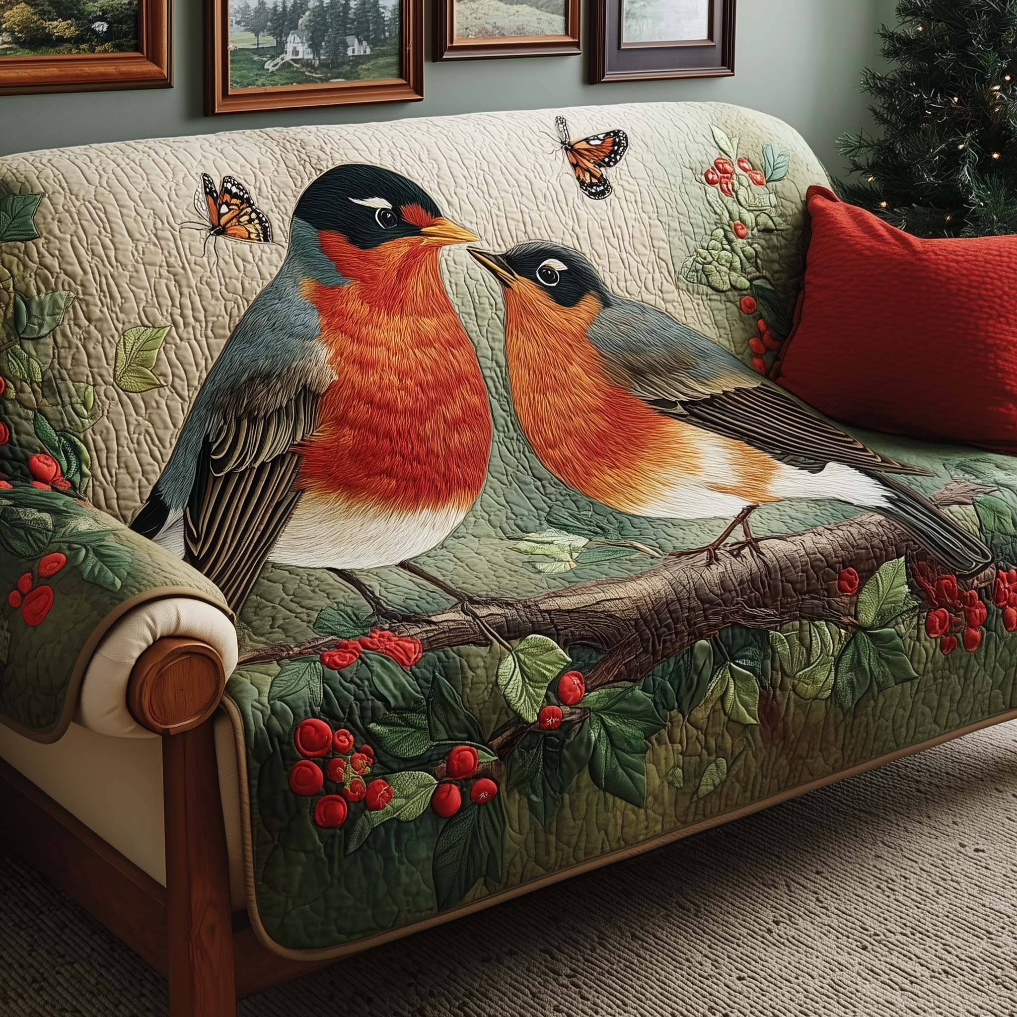 Loving Robin Quilted Sofa Cover GFTOQM2136