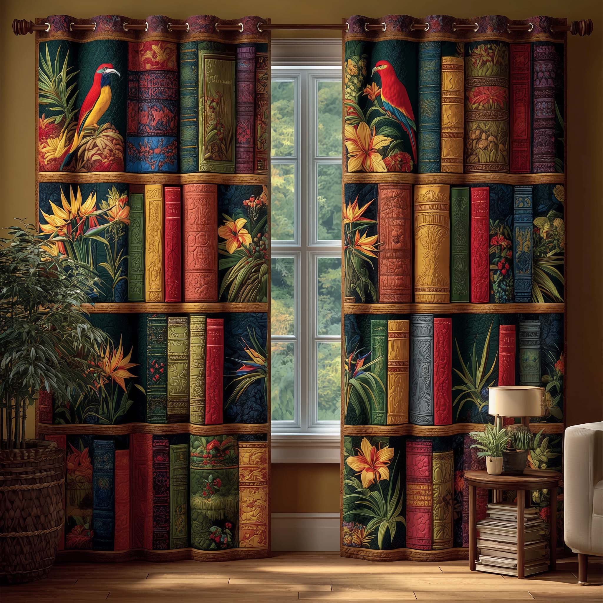Botanical Books Quilted Curtains GFTOQM2199