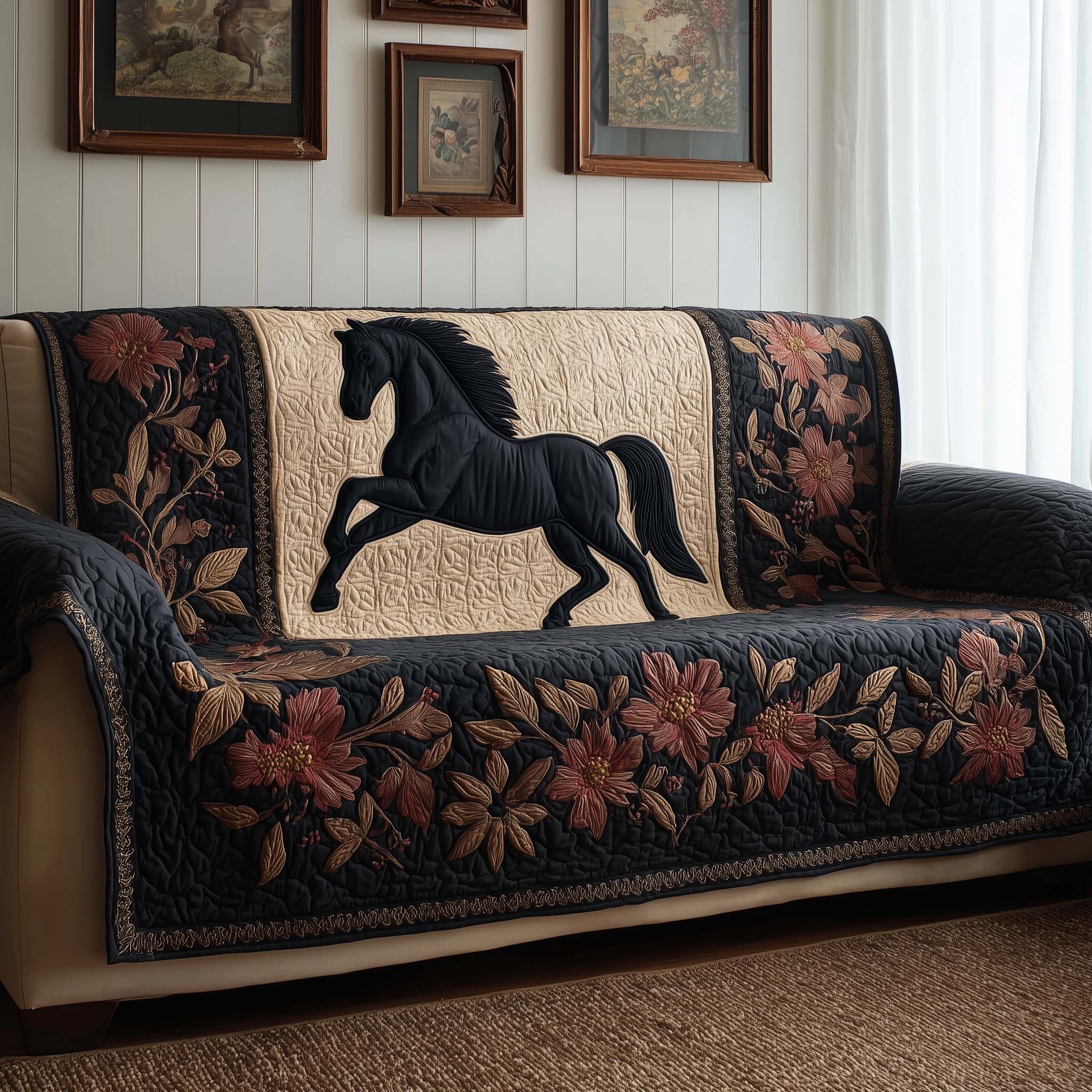 Velvet Horse Quilted Sofa Cover GFTOQM2305