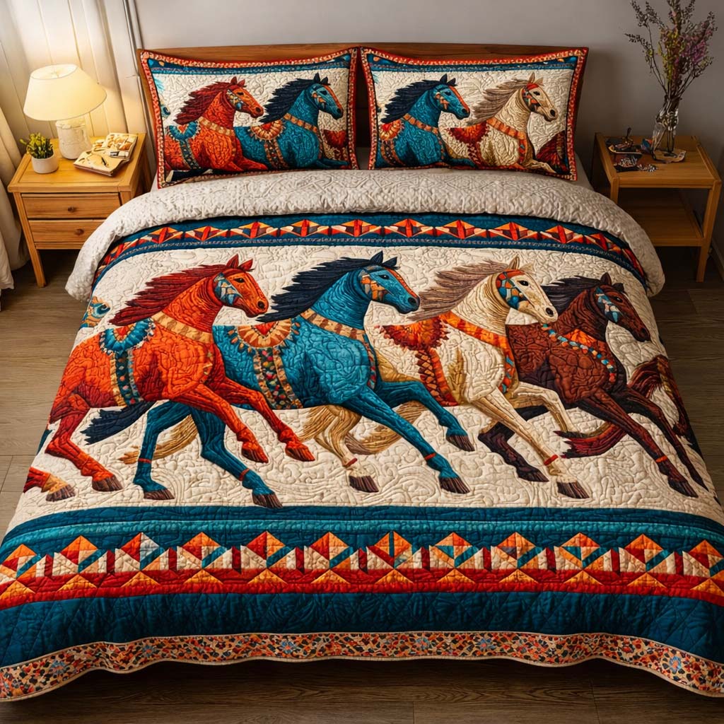 Spirit Run 3-Piece Quilted Bedding Set GFTOQM2427