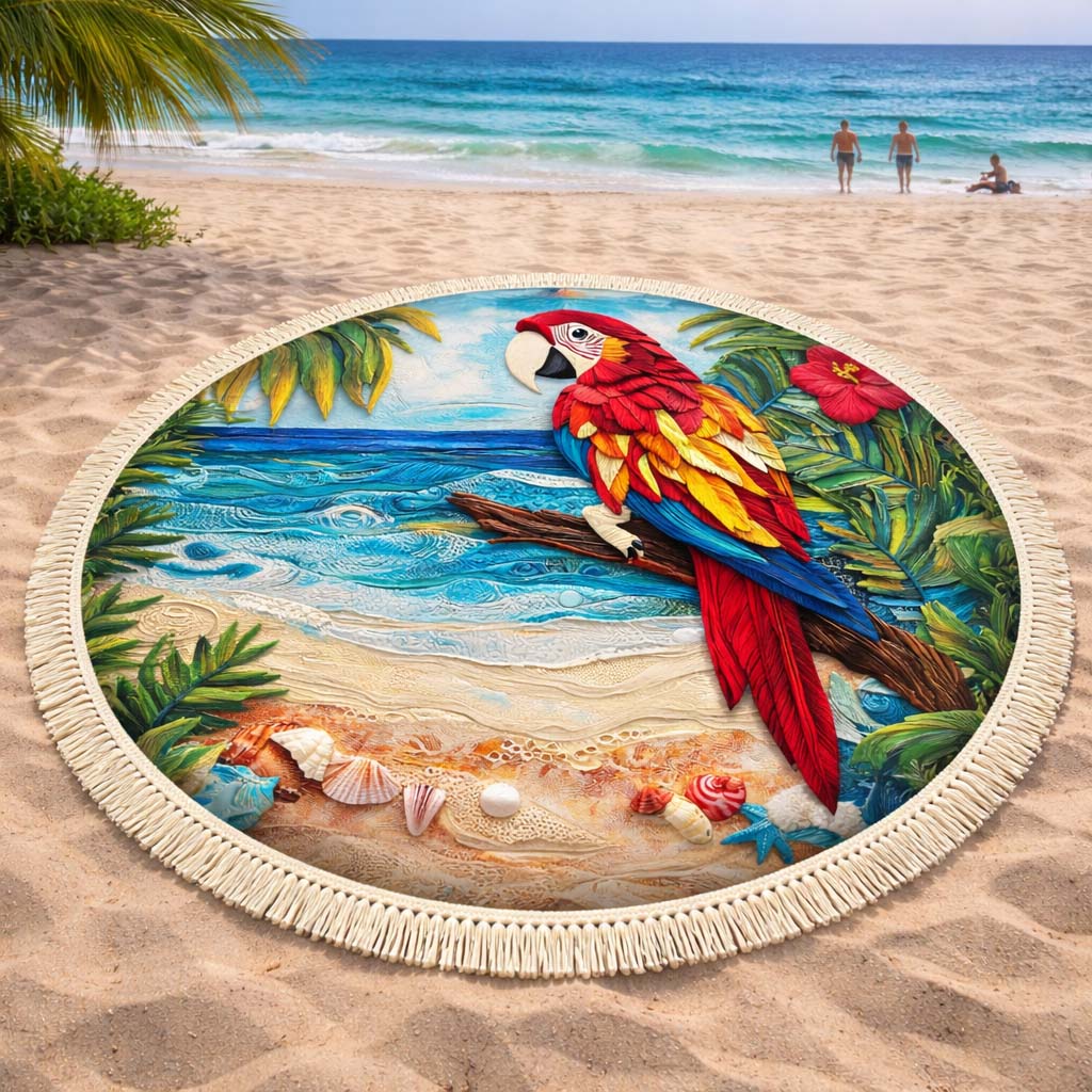 Crimson Coast Round Beach Towel GFTOQM2470