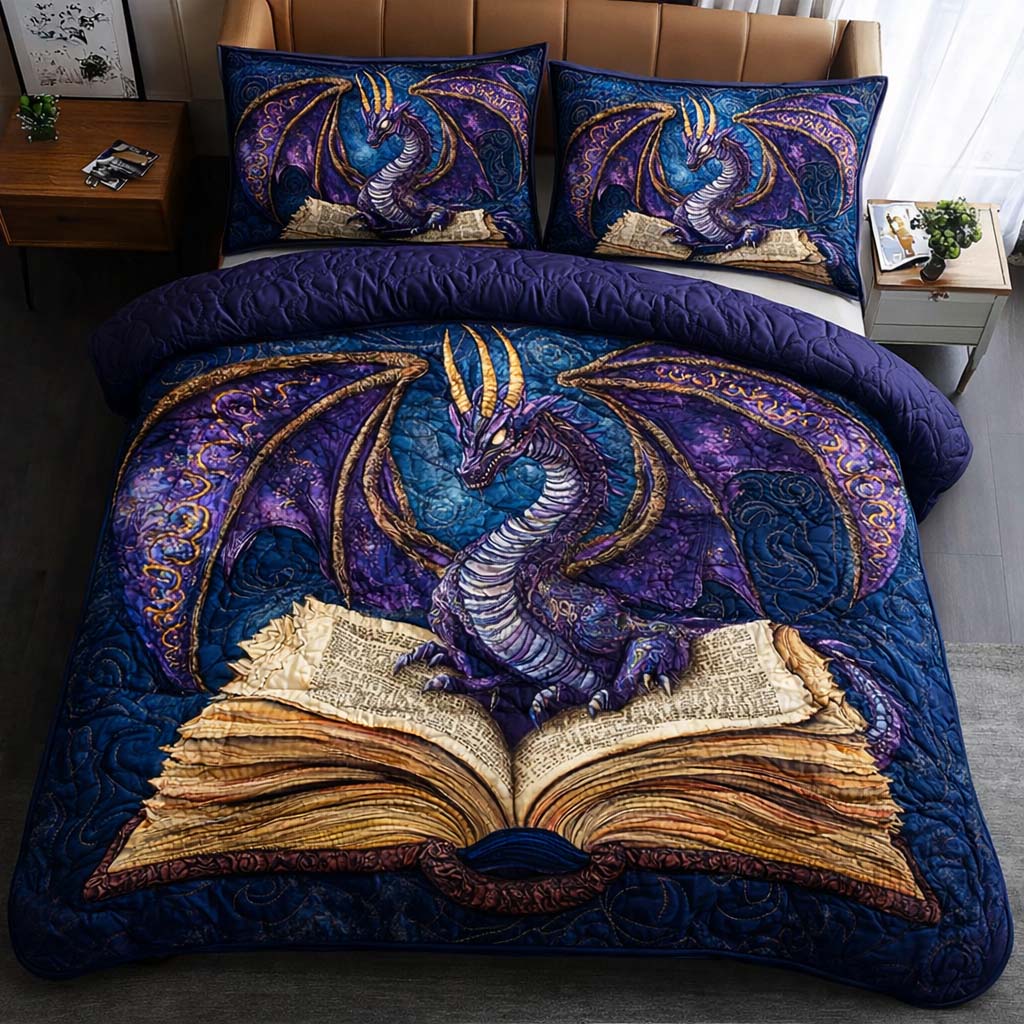 Ancient Dragon 3-Piece Quilted Bedding Set GFTOQM2508