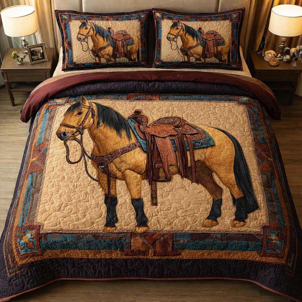 Saddled Stallion 3-Piece Quilted Bedding Set GFTOQM2720