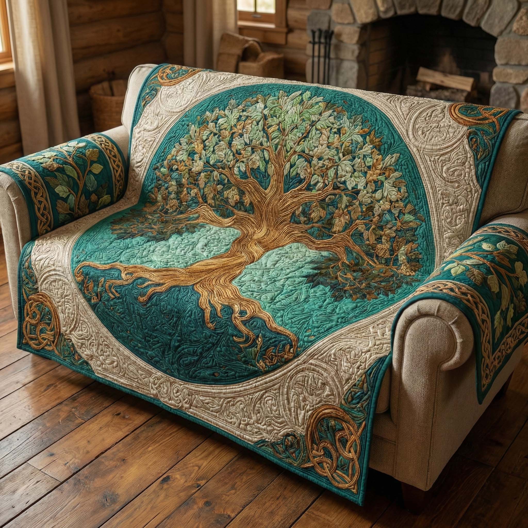 Sacred Oak Quilted Sofa Cover GFTOQM2792