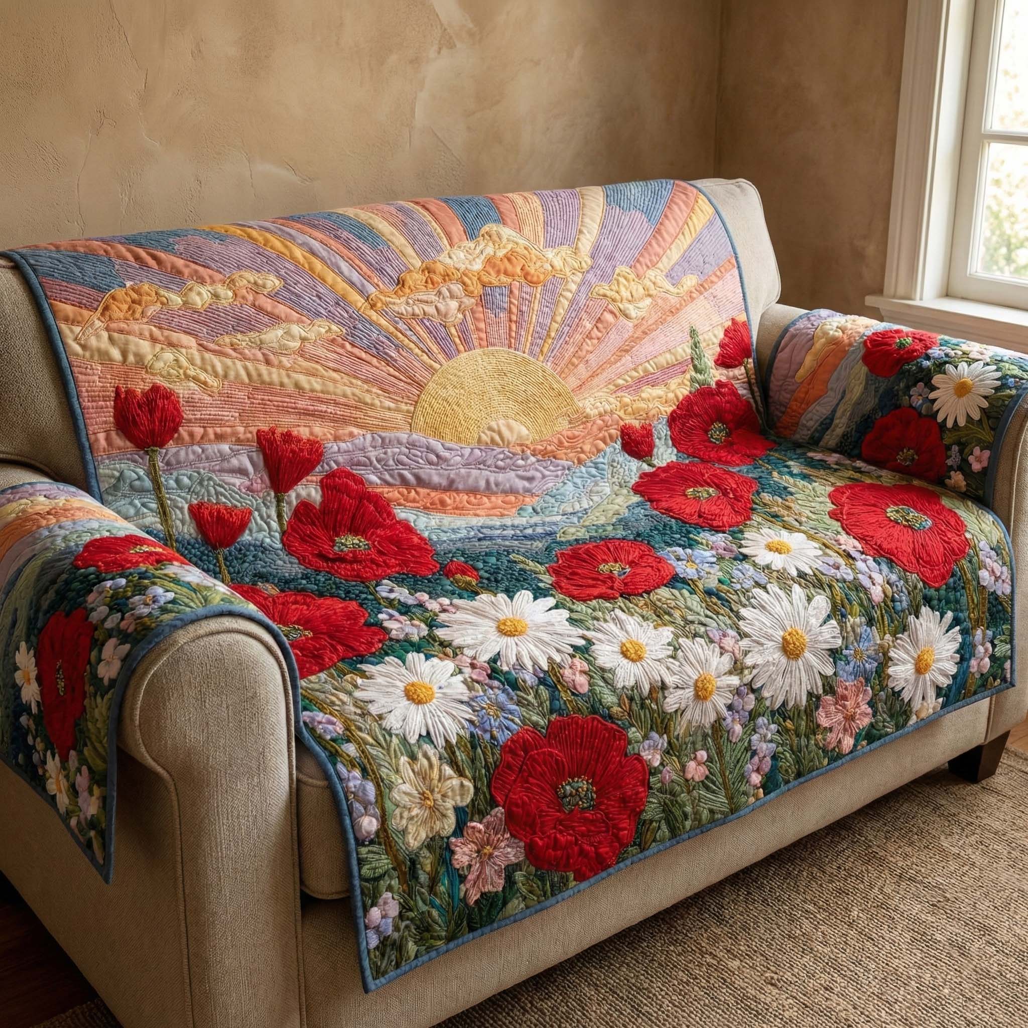 Poppy Dawn Quilted Sofa Cover GFTOQM2845