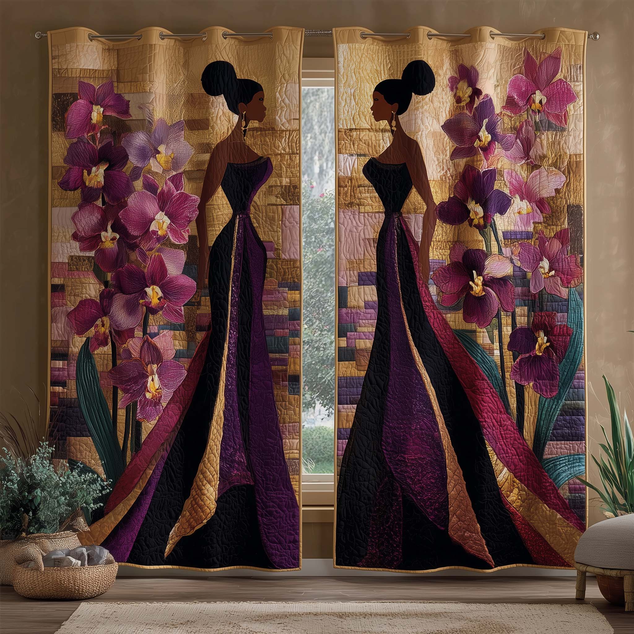 Orchid Elegance Quilted Curtains GFTOQM2986