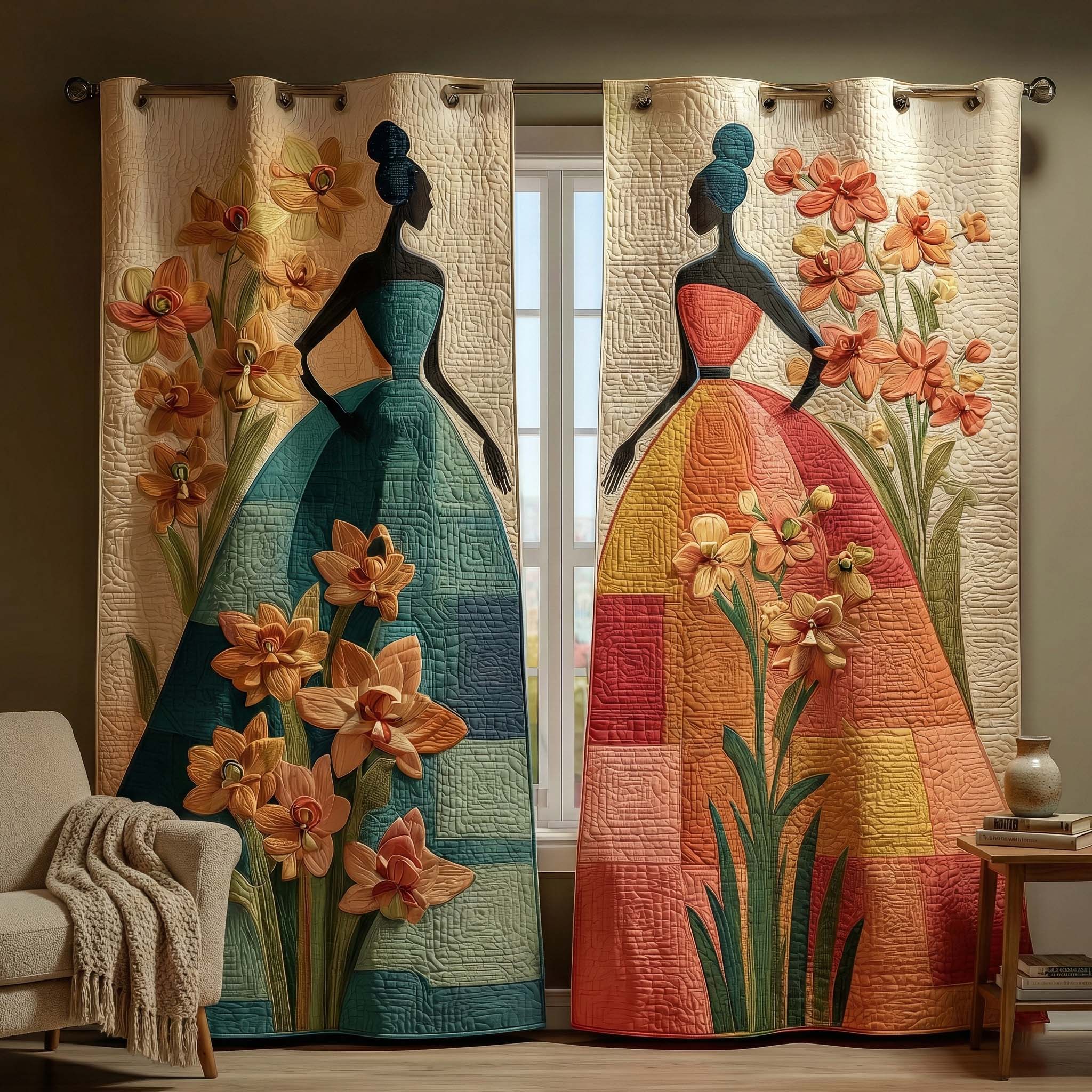 Floral Grace Quilted Curtains GFTOQM2989