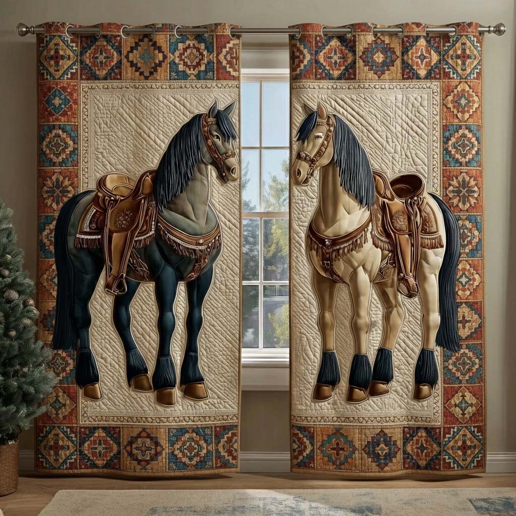 Twin Stallions Quilted Curtains GFTOQM2993