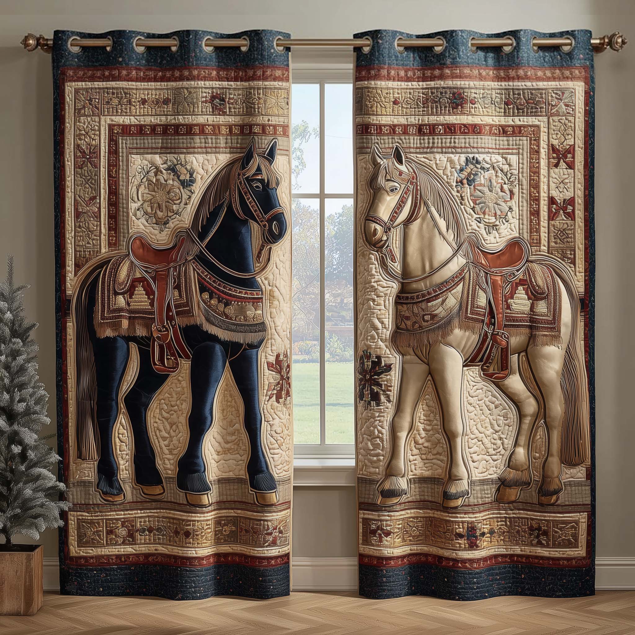 Saddle Majesty Quilted Curtains GFTOQM2994
