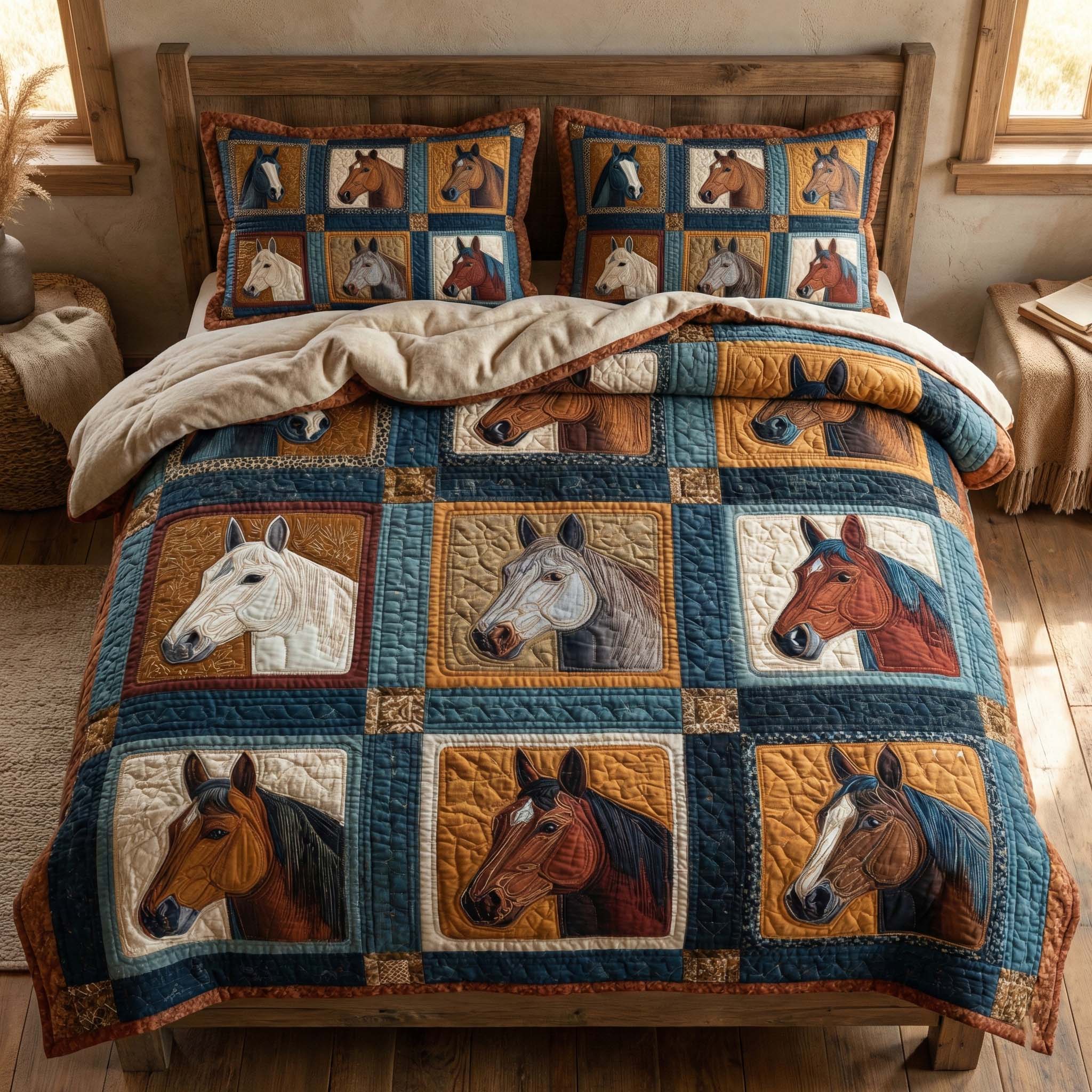 Western Portraits 3-Piece Quilted Bedding Set GFTOQM3041