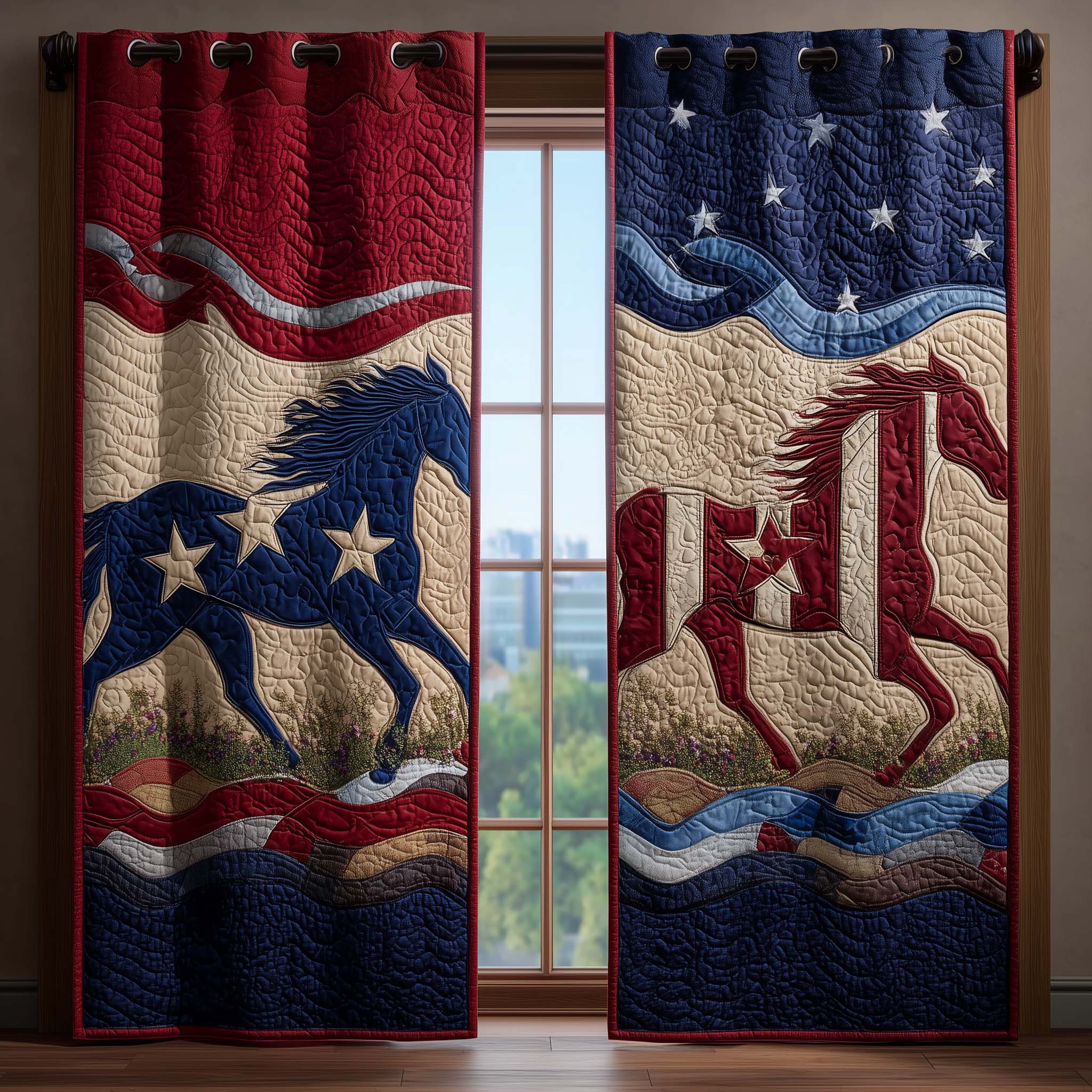 Freedom Horses Quilted Curtains GFTOQM3045