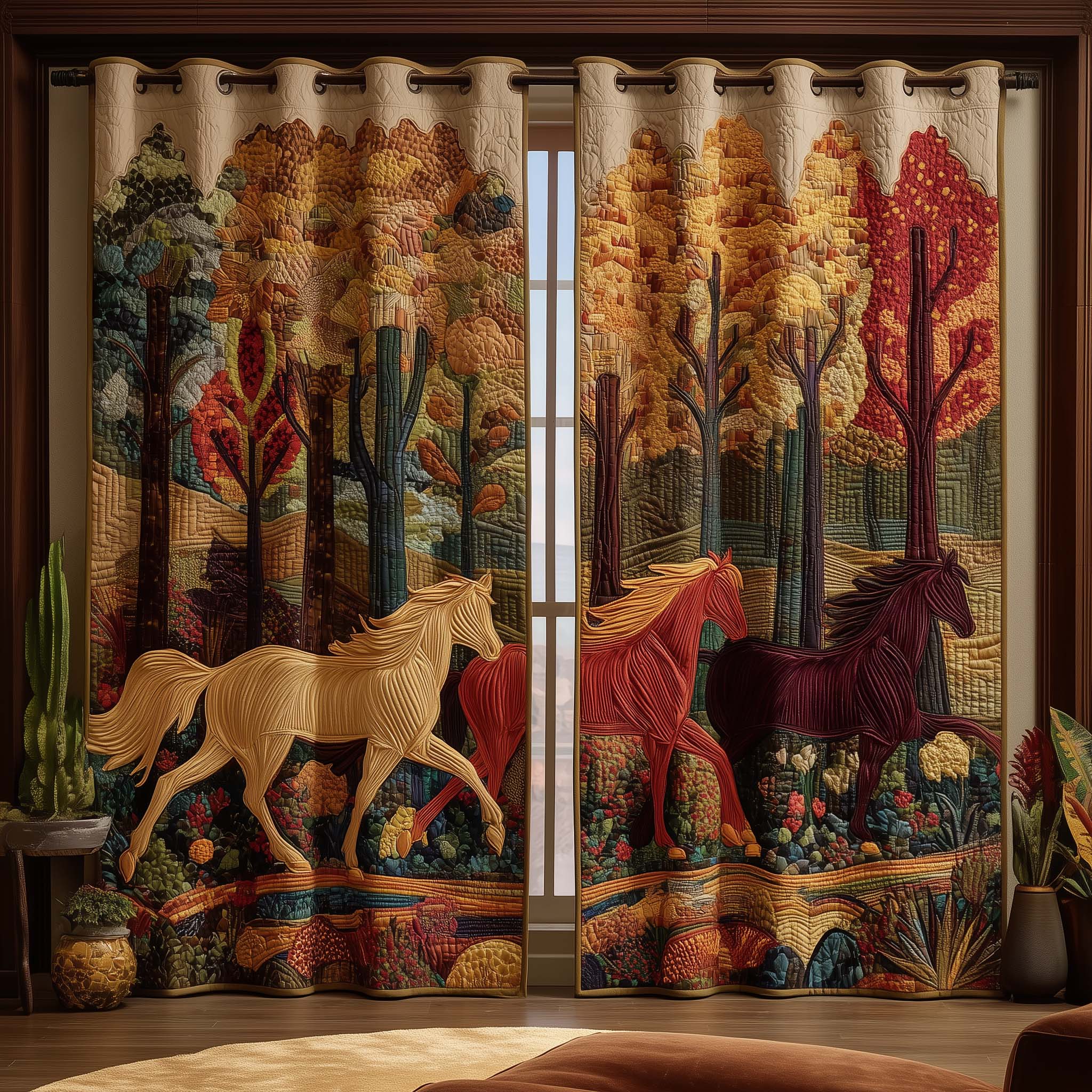 Autumn Run Quilted Curtains GFTOQM3048