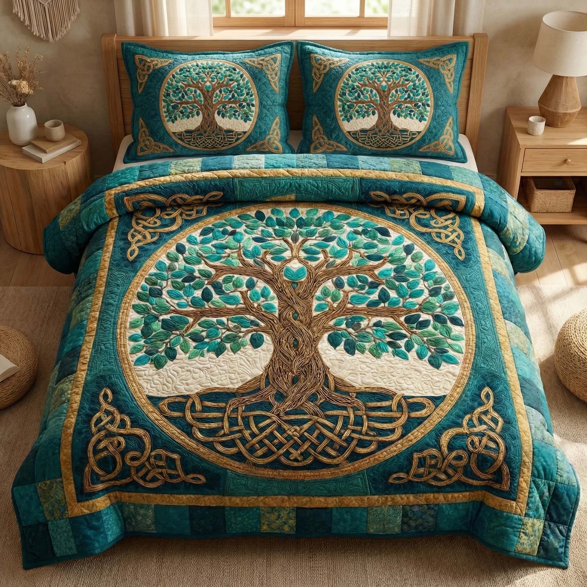 Celtic Emerald 3-Piece Quilted Bedding Set GFTOQM3130