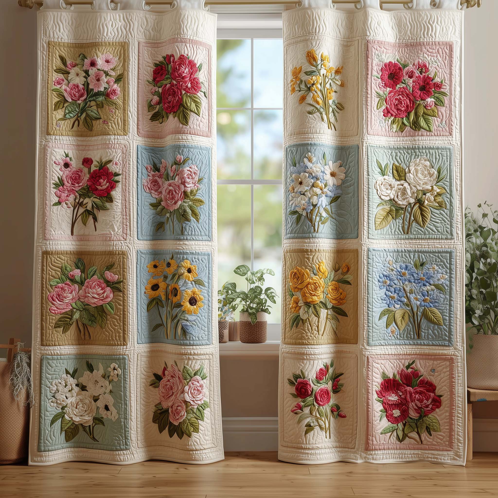 Victorian Garden Quilted Curtains GFTOQM3260
