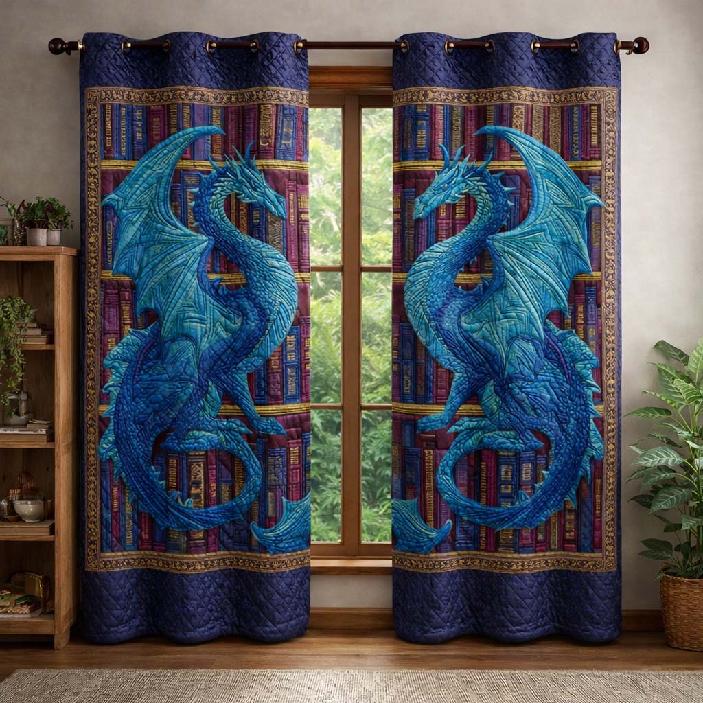 Azure Wyrm Quilted Curtains GFTOQM3409