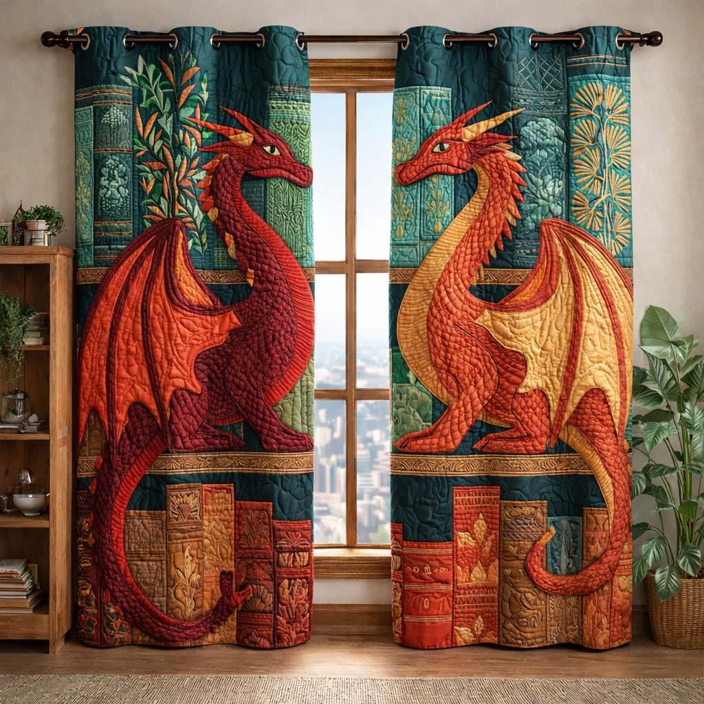 Crimson Flame Quilted Curtains GFTOQM3424