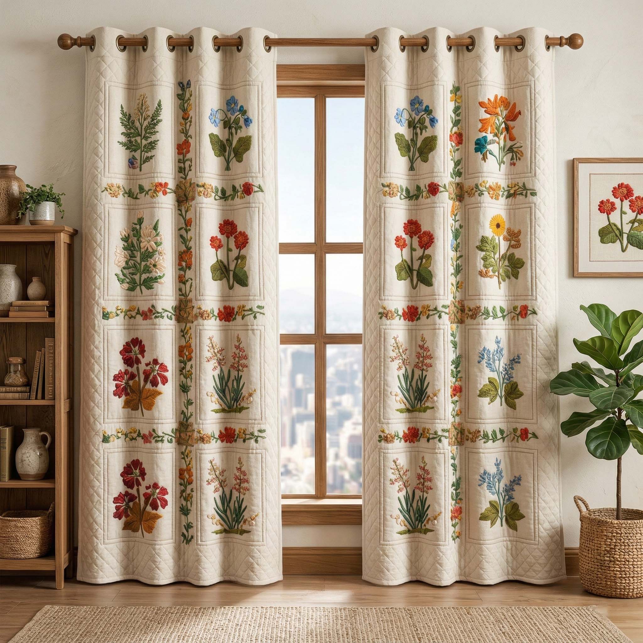 Botanical Panels Quilted Curtains GFTOQM3458