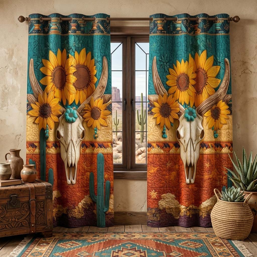 Sunflower Western Quilted Curtains GFTOQM3461