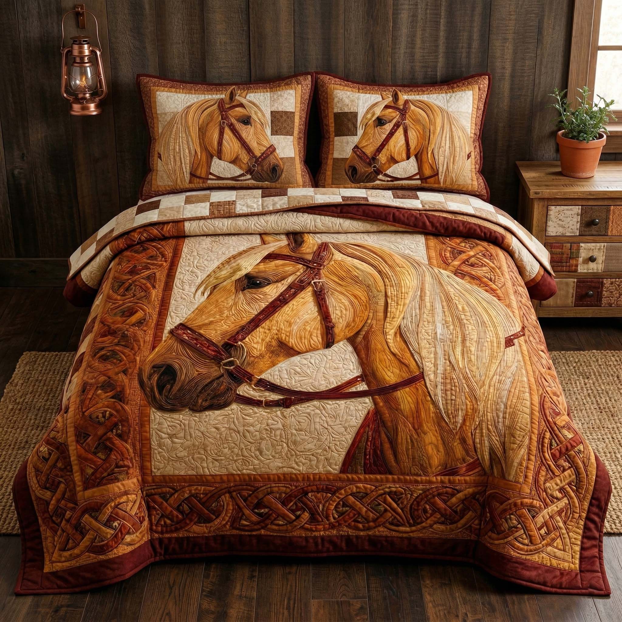 Golden Palomino 3-Piece Quilted Bedding Set GFTOQM3540