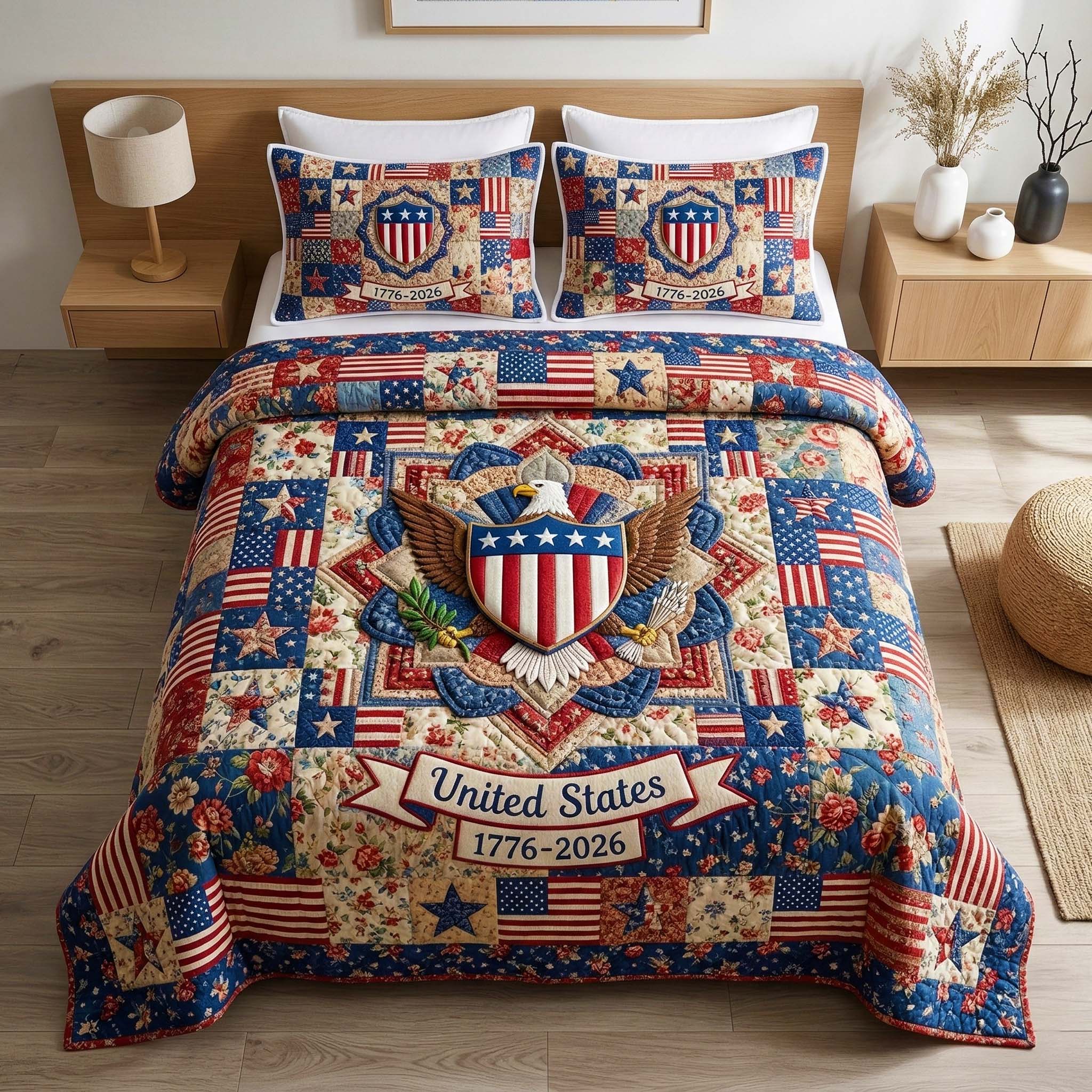 Liberty Eagle 3-Piece Quilted Bedding Set GFTOQM3545