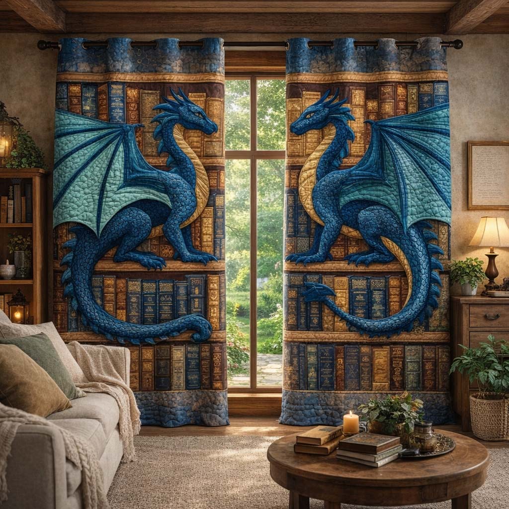 Azure Dragon Quilted Curtains GFTOQM3550