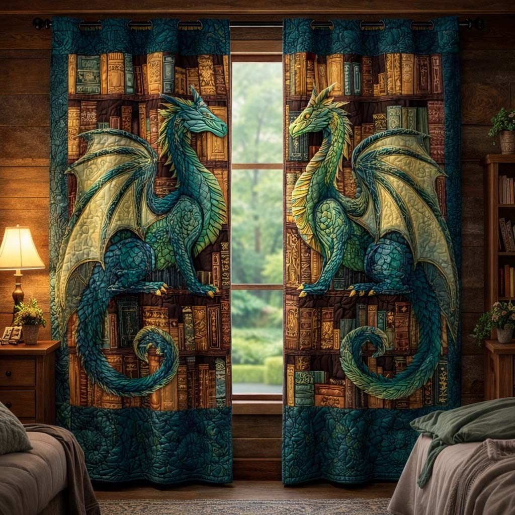 Emerald Dragon Quilted Curtains GFTOQM3552