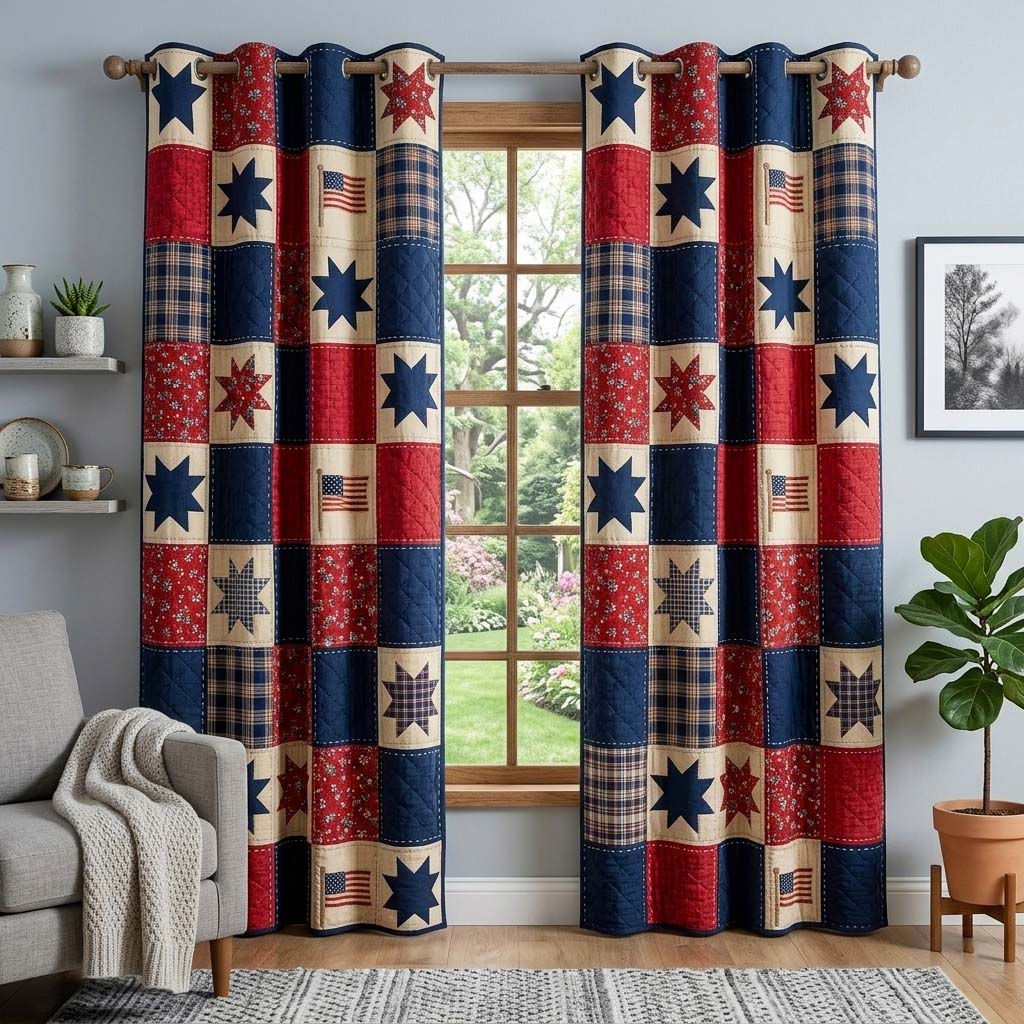 Patriot Patchwork Quilted Curtains GFTOQM3720