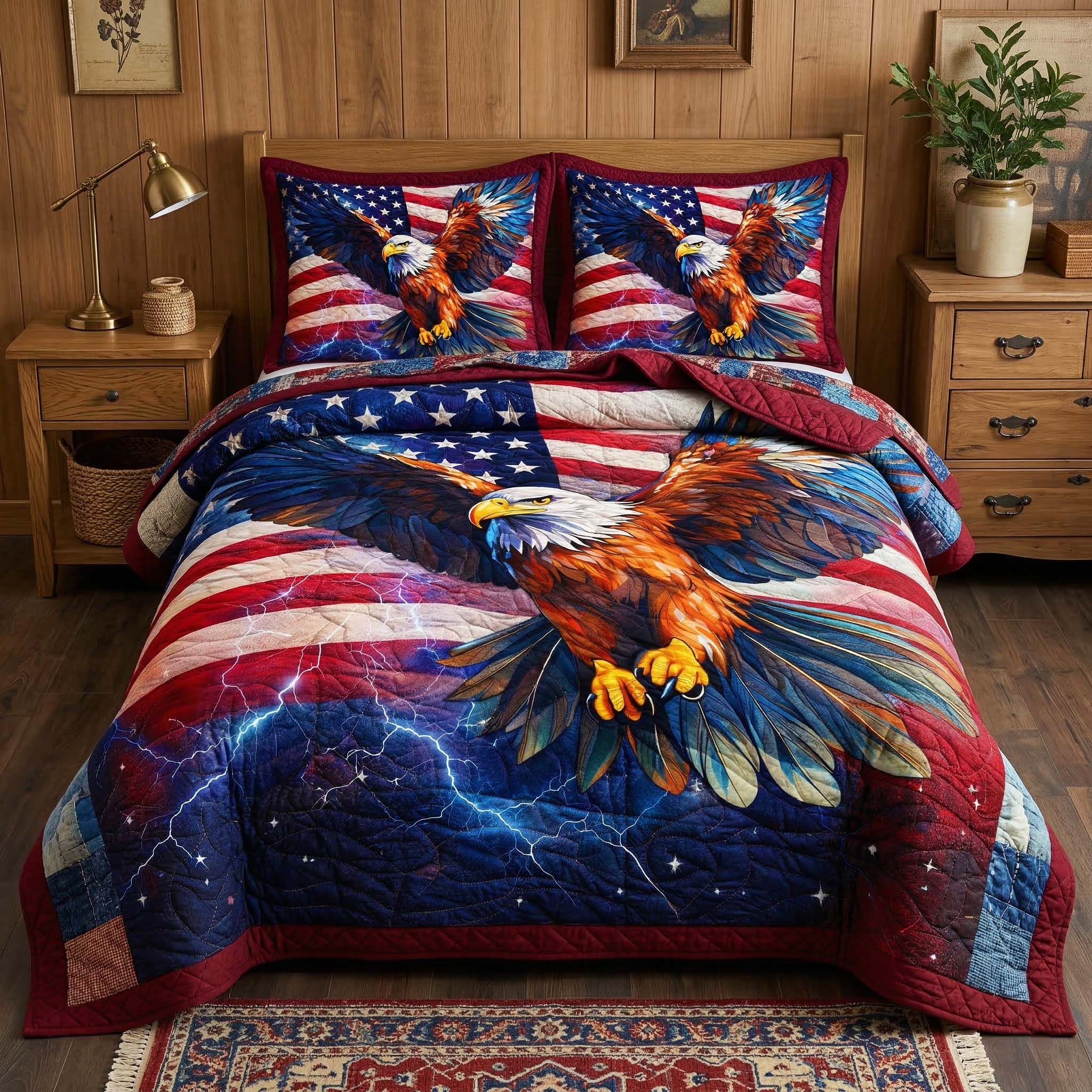 Thunder Eagle 3-Piece Quilted Bedding Set GFTOQM3730