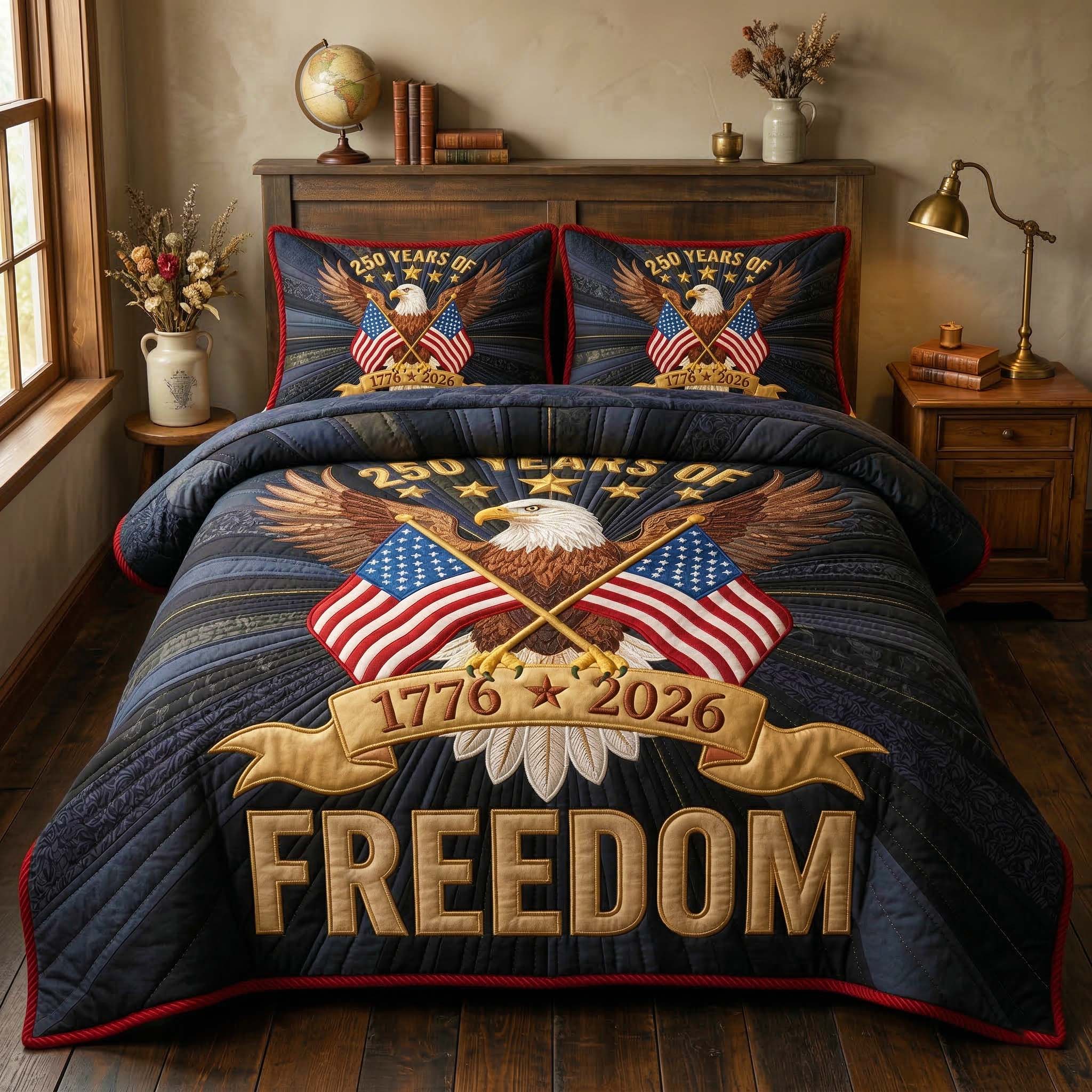 Liberty Flags 3-Piece Quilted Bedding Set GFTOQM3733